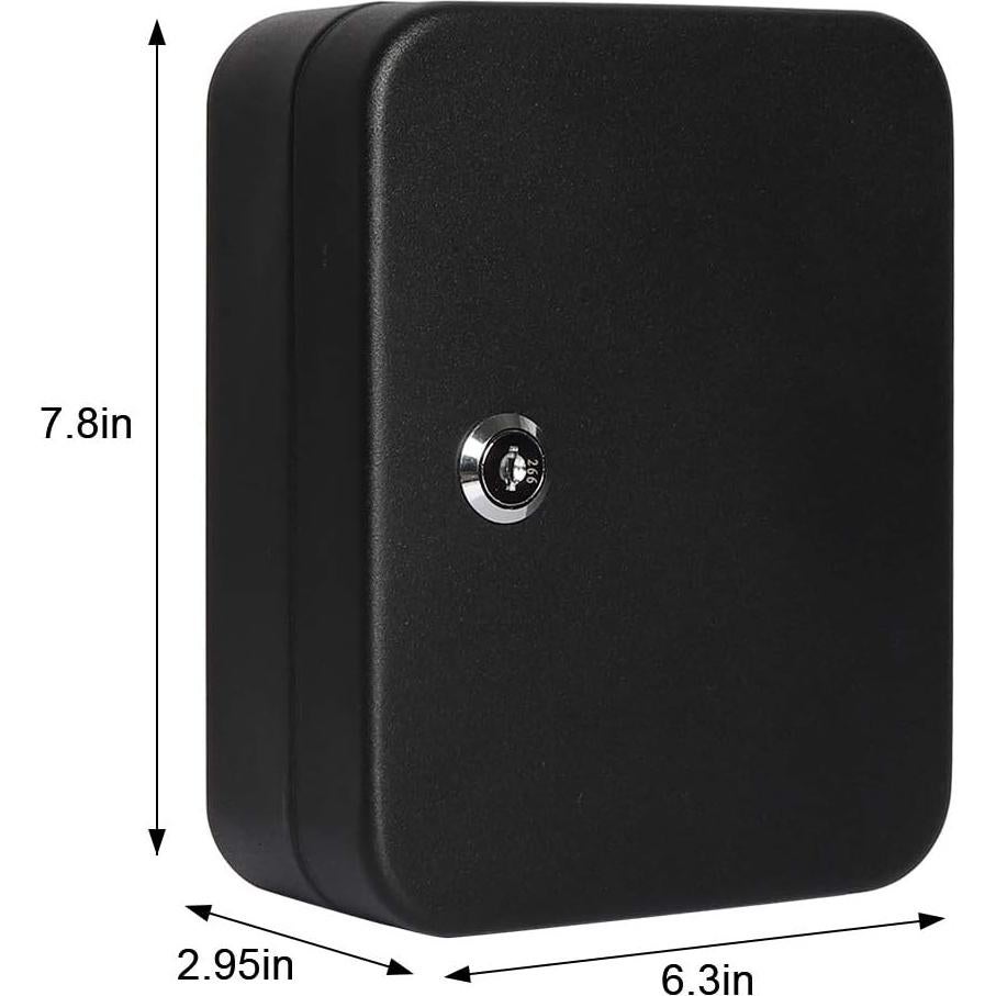 Caja de Seguridad Jssmst Montada en Pared con 20 Ganchos, 20x16x7.5 cm, Negro Mate