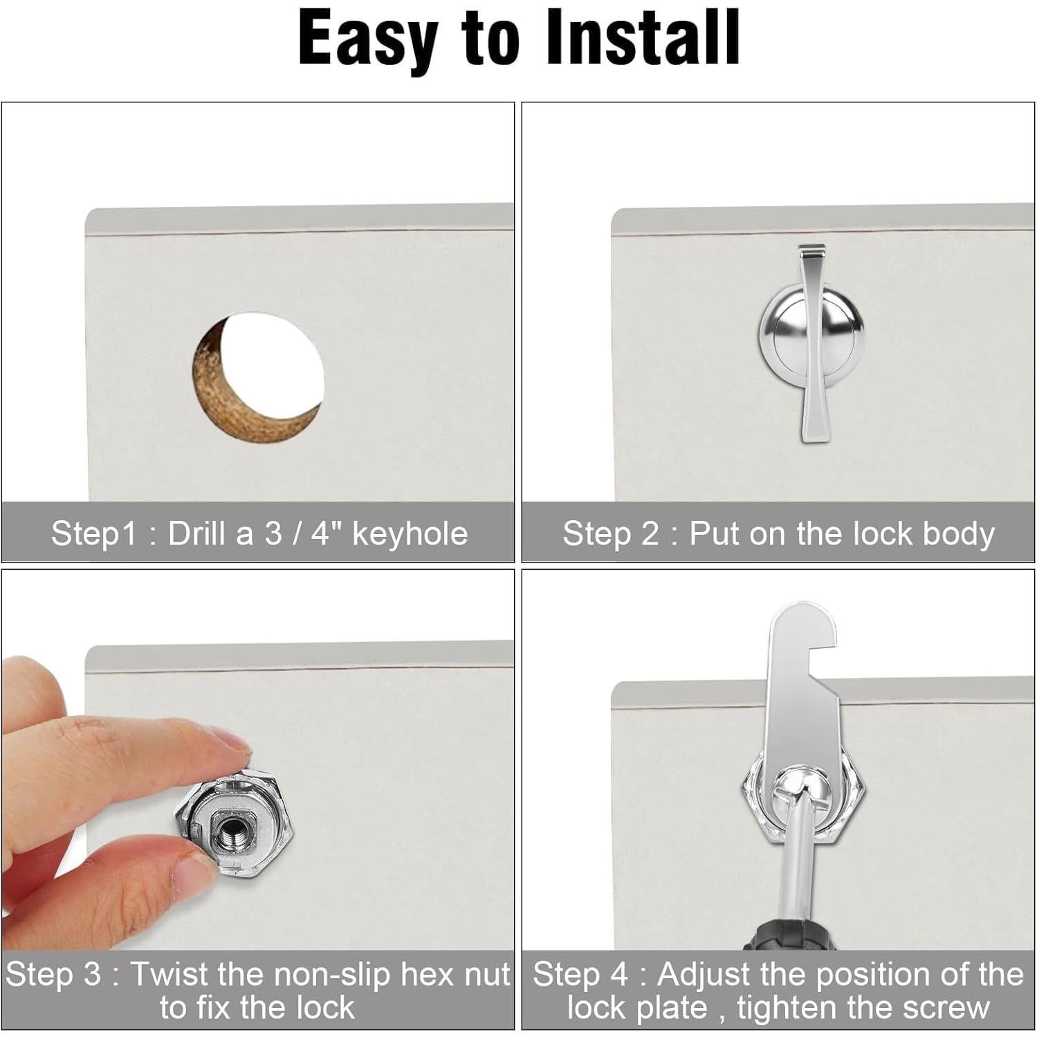 Cerraduras de Cam Sin Llave Sartatue 1-1/8" 3 Piezas Cromo