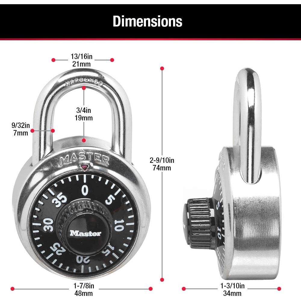 Candado de Combinación Master Lock 1500T Negro Paquete de 2