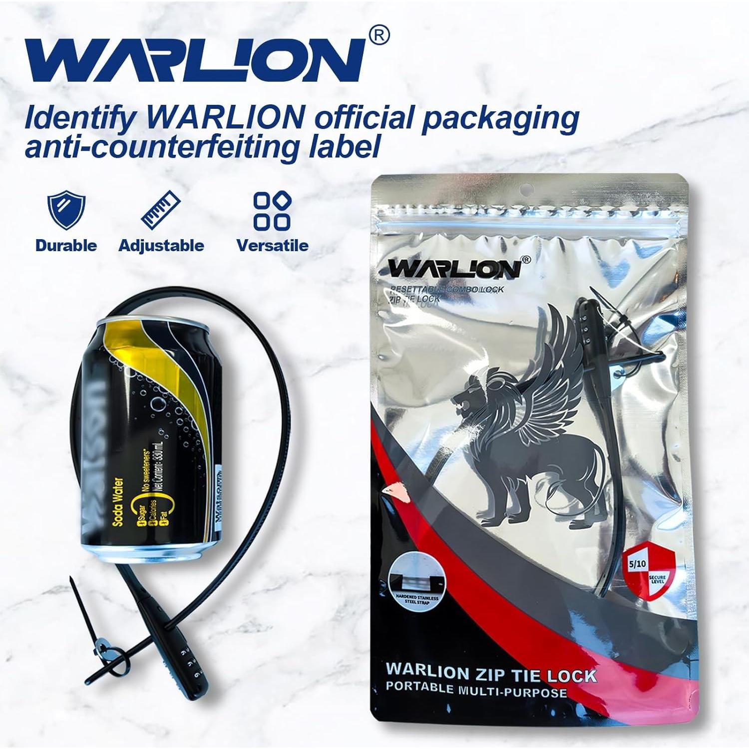 Candado de Cable Ajustable WARLION 3 Dígitos 0.49m Negro