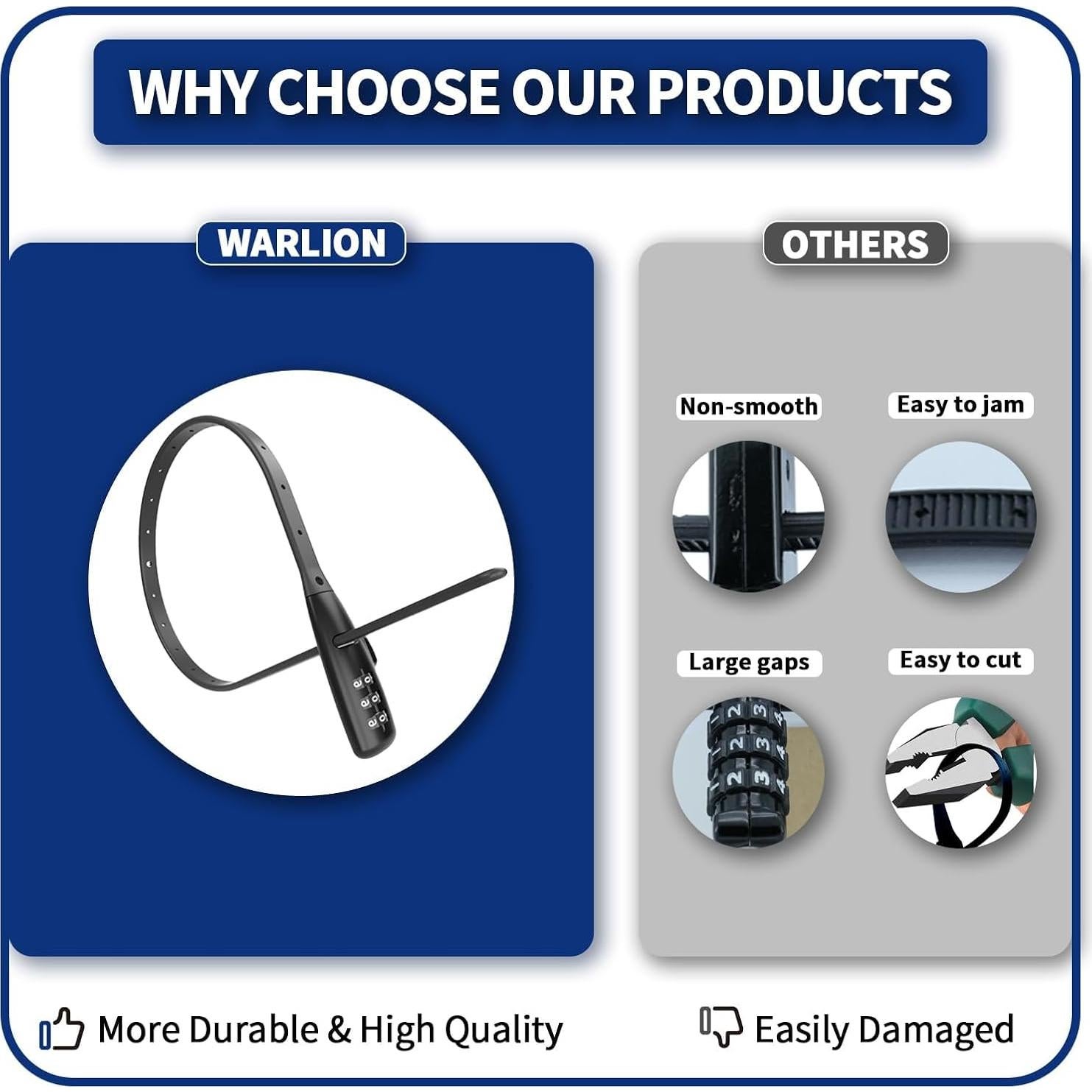 Candado de Cable Ajustable WARLION 3 Dígitos 0.49m Negro