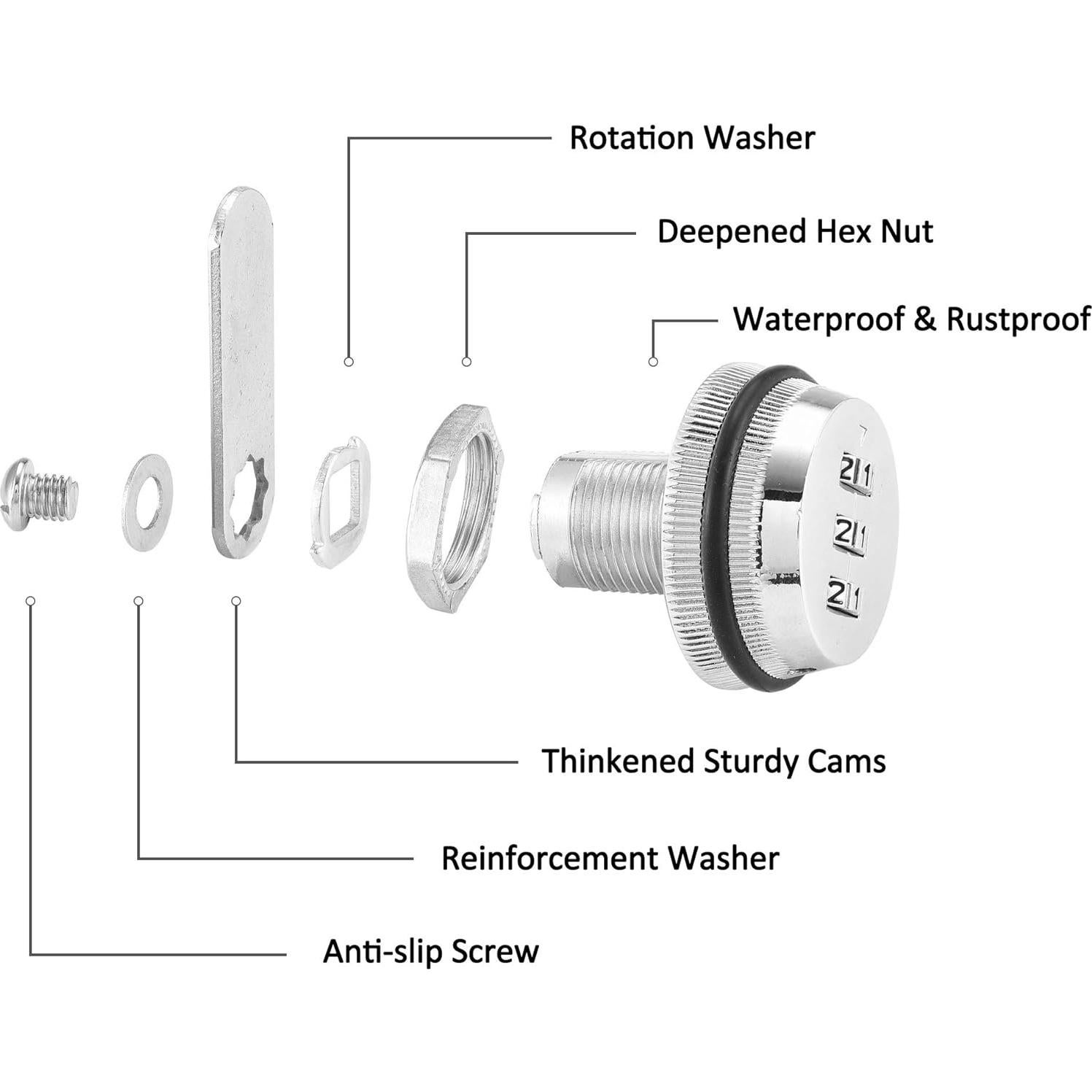 Juego de Cerraduras de Combinación Lpraer 20 mm Plata