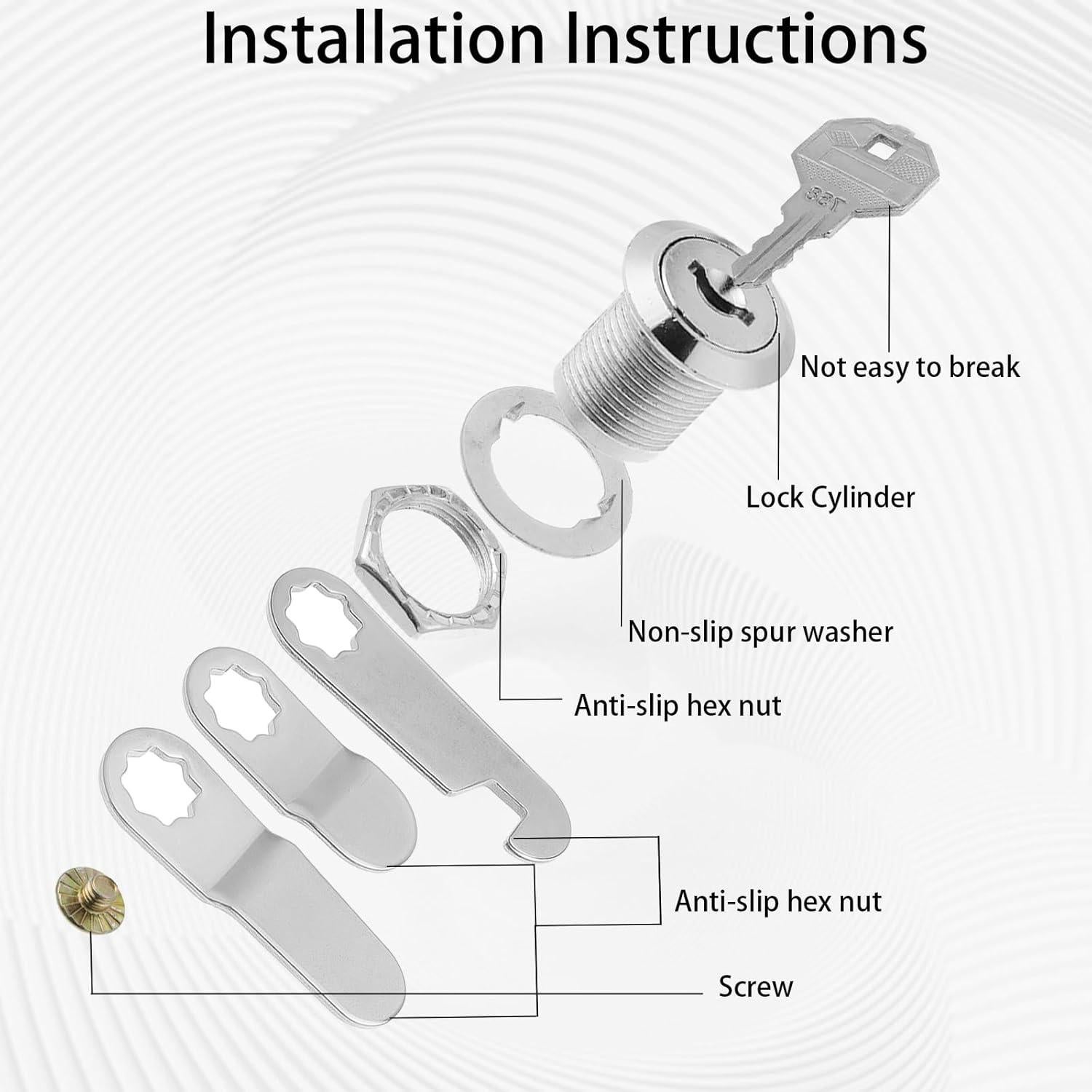 Cerradura de Gabinete Alrhso con Llaves - 2 Juegos Plateados