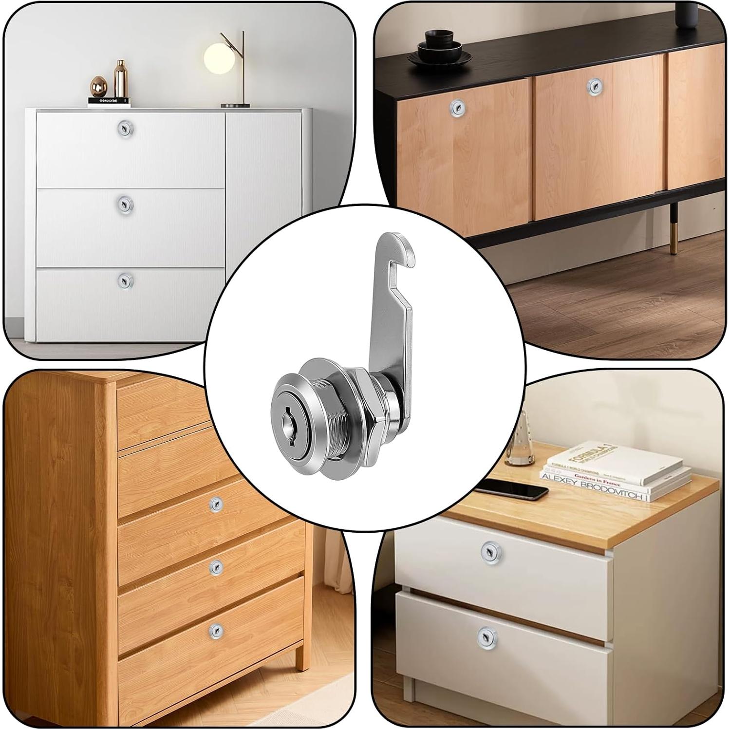 Cerradura de Gabinete Alrhso con Llaves - 2 Juegos Plateados