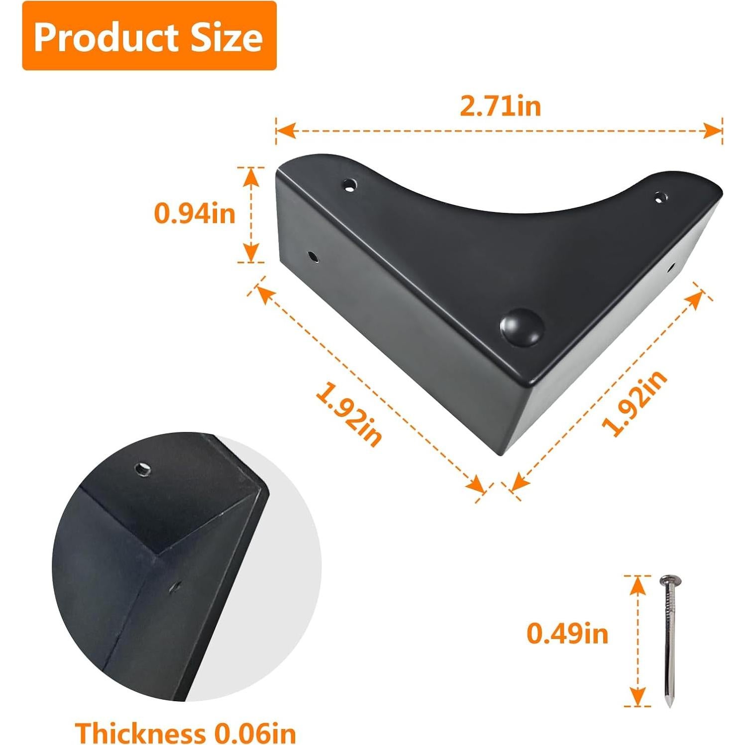 Protectores de Esquinas de Metal Mewuthede 4 Pcs Vintage Negro