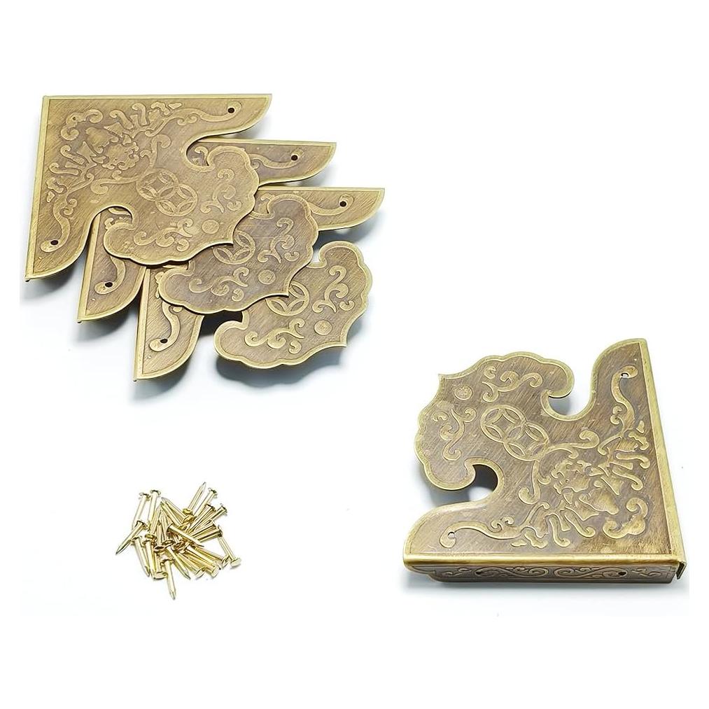 Protectores de Esquinas de Metal Latón Antiguo 4 Pcs