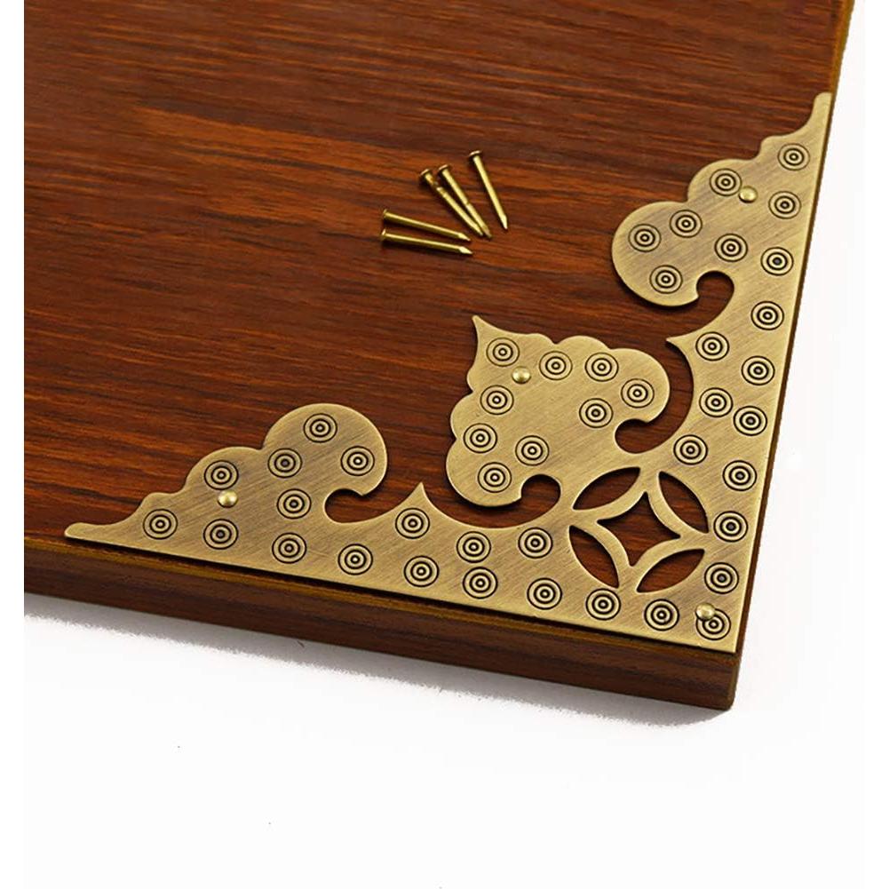 4 Protectores de Esquinas de Latón Antiguo Tiazza 10 cm