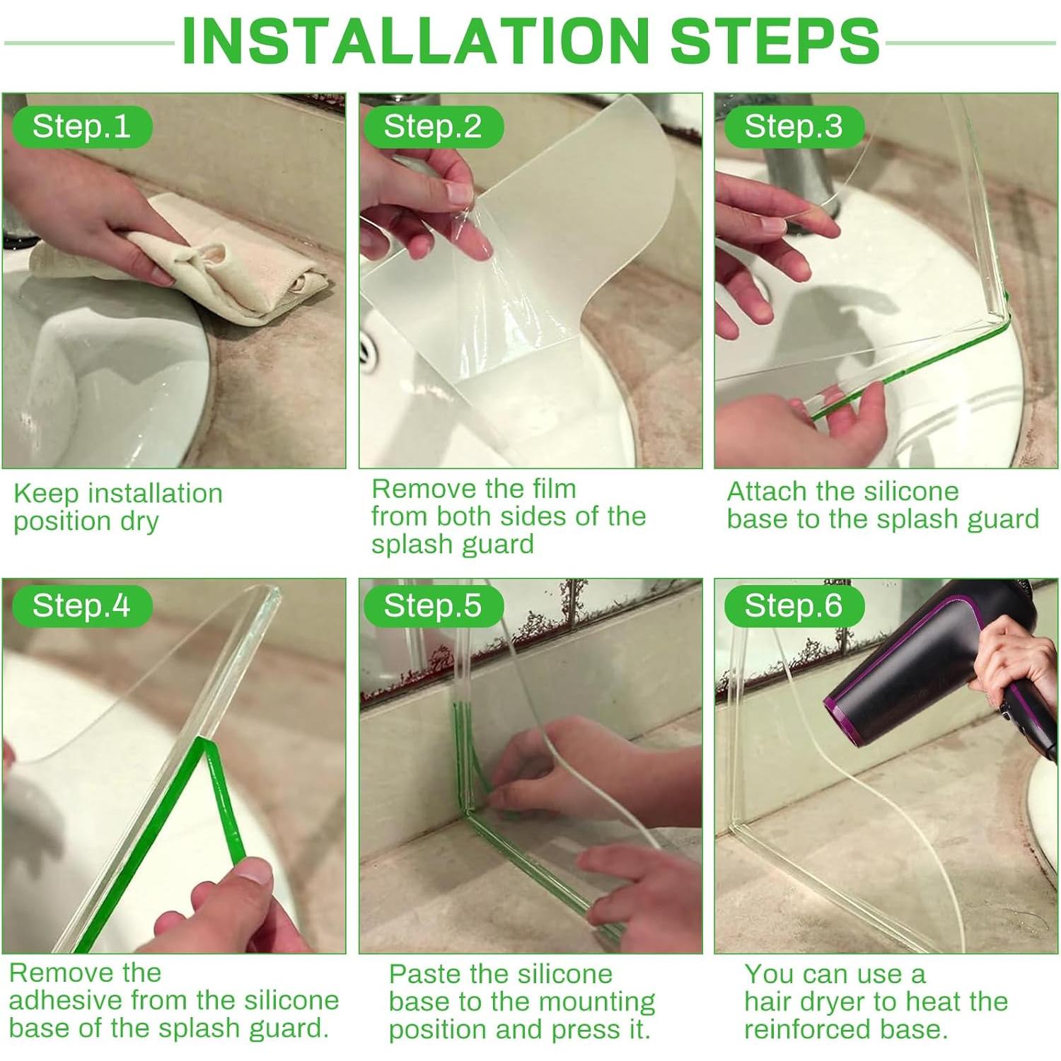 Paquete de 2 Protectores de Salpicaduras de Ducha WYVAS 21.3x18.7cm