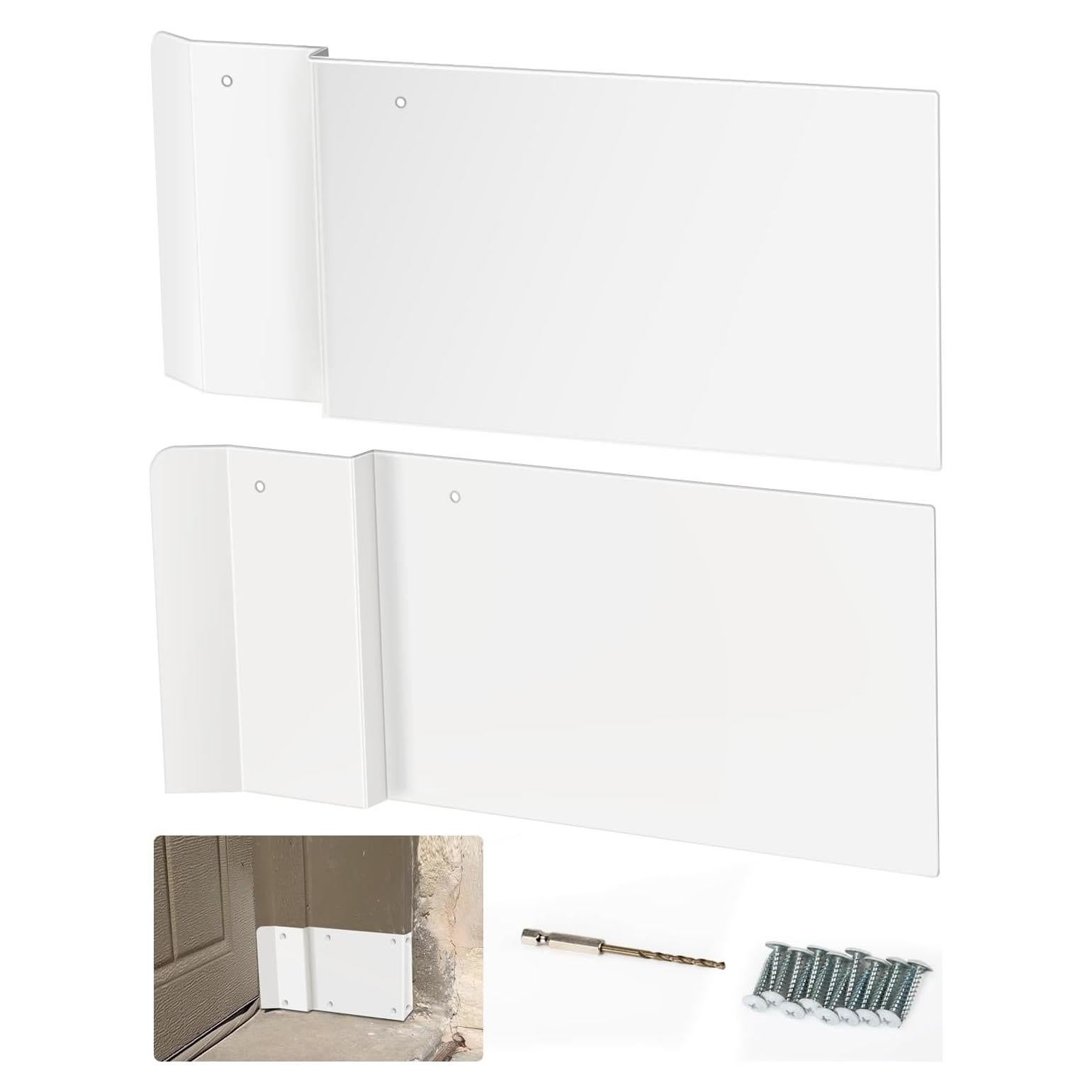 Barrera de Roedores para Esquinas de Puertas de Garaje - Aluminio Blanco