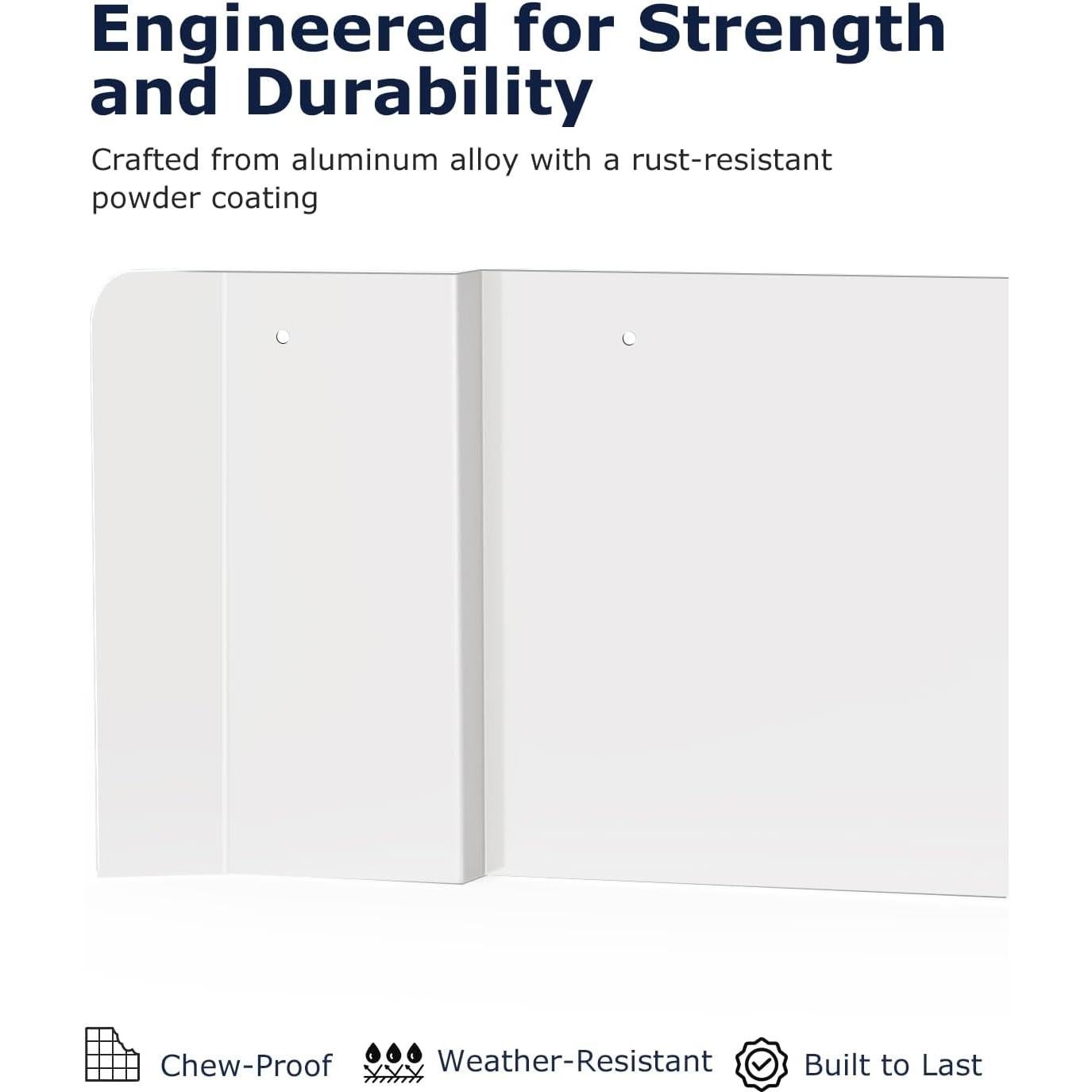 Barrera de Roedores para Esquinas de Puertas de Garaje - Aluminio Blanco