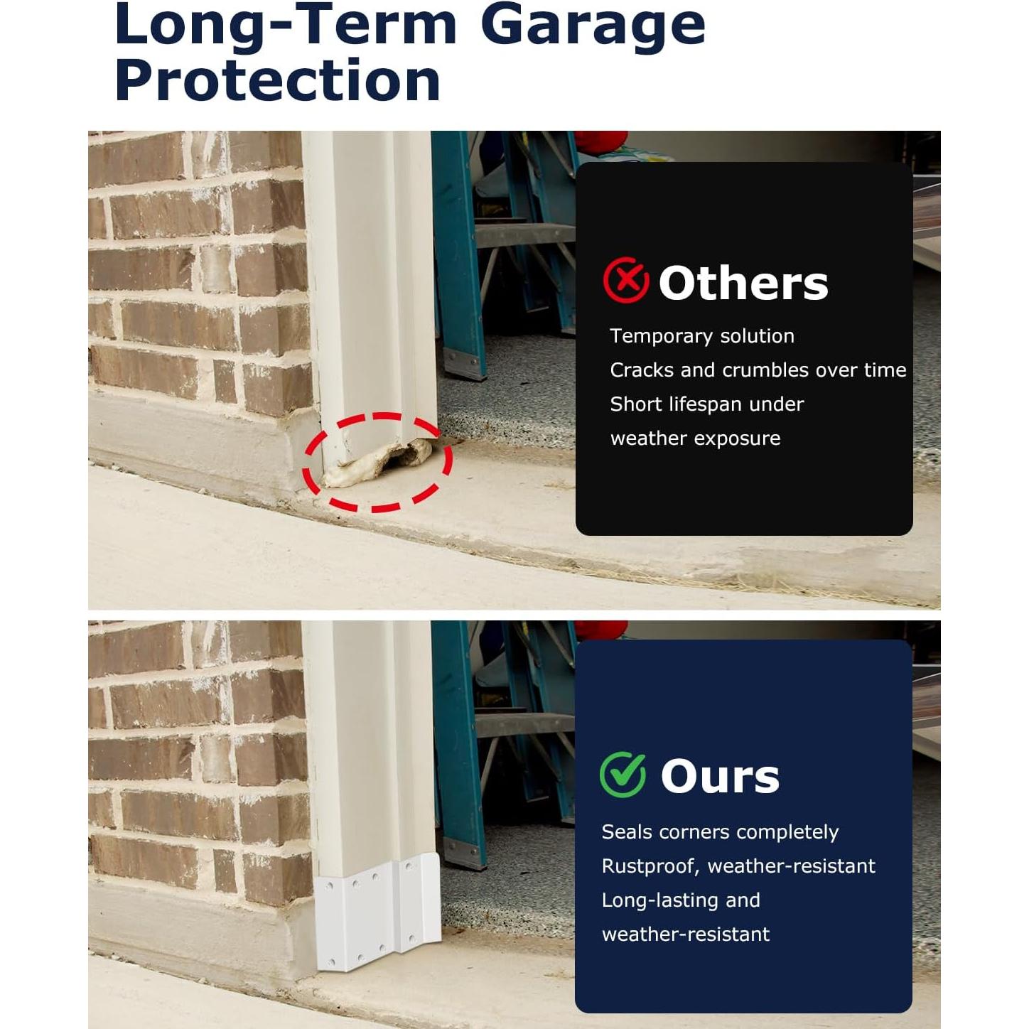 Barrera de Roedores para Esquinas de Puertas de Garaje - Aluminio Blanco