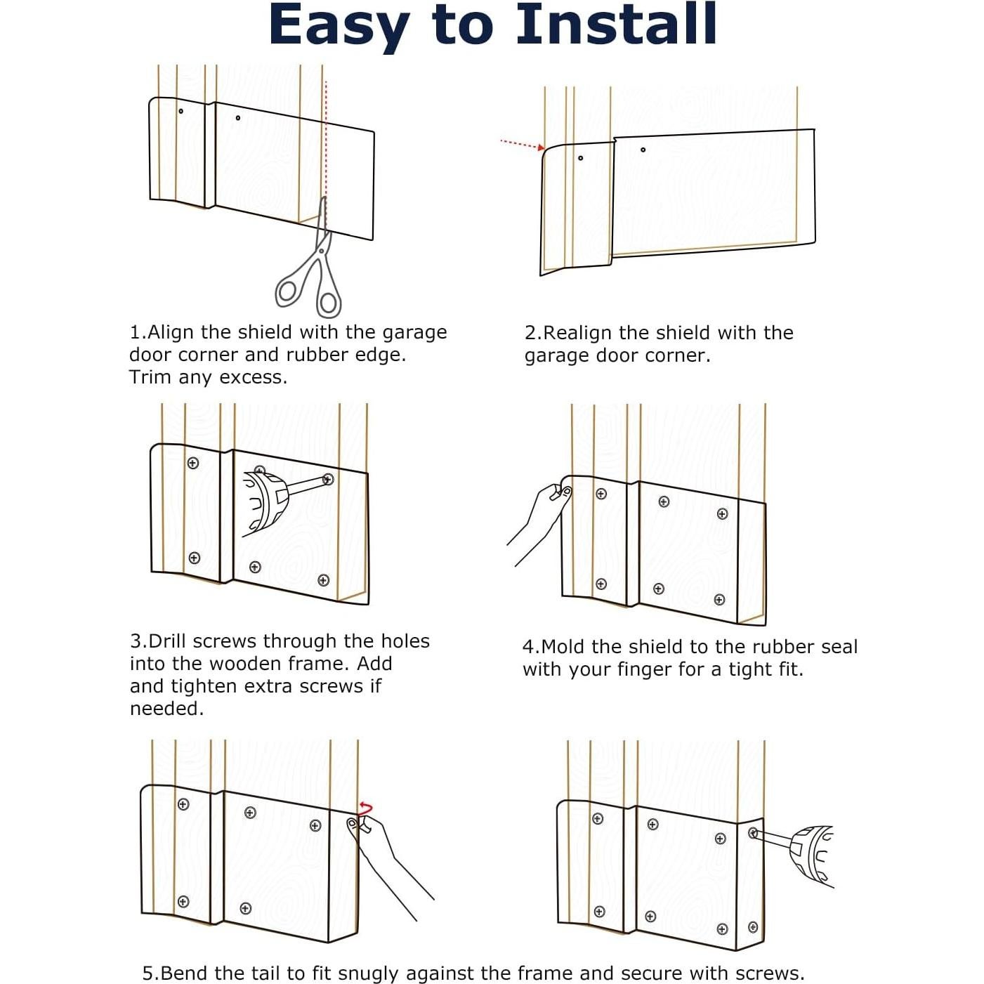 Barrera de Roedores para Esquinas de Puertas de Garaje - Aluminio Blanco