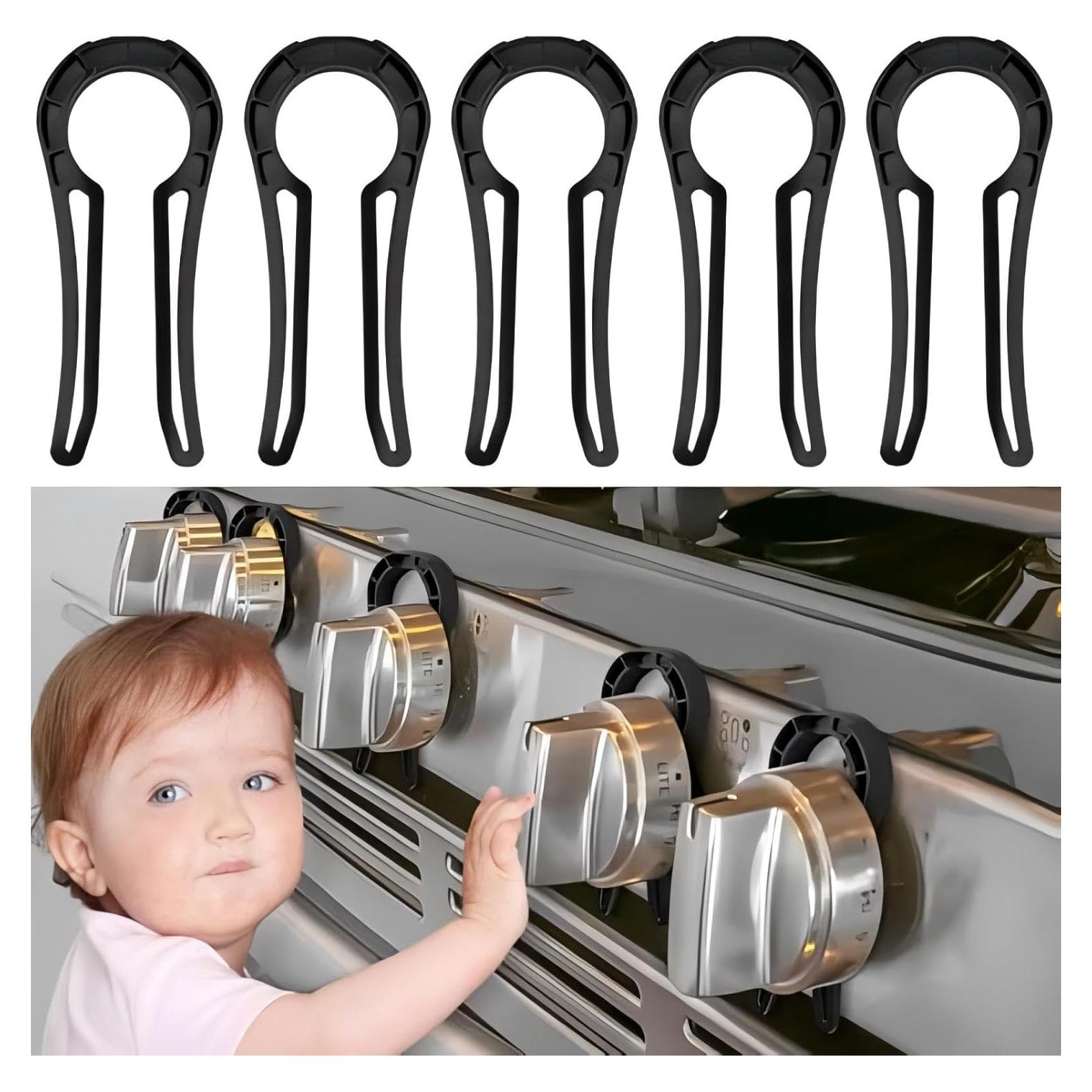 Bloqueos de Perillas de Estufa de Gas STOVE STOPPAZ - 5 Piezas Negro