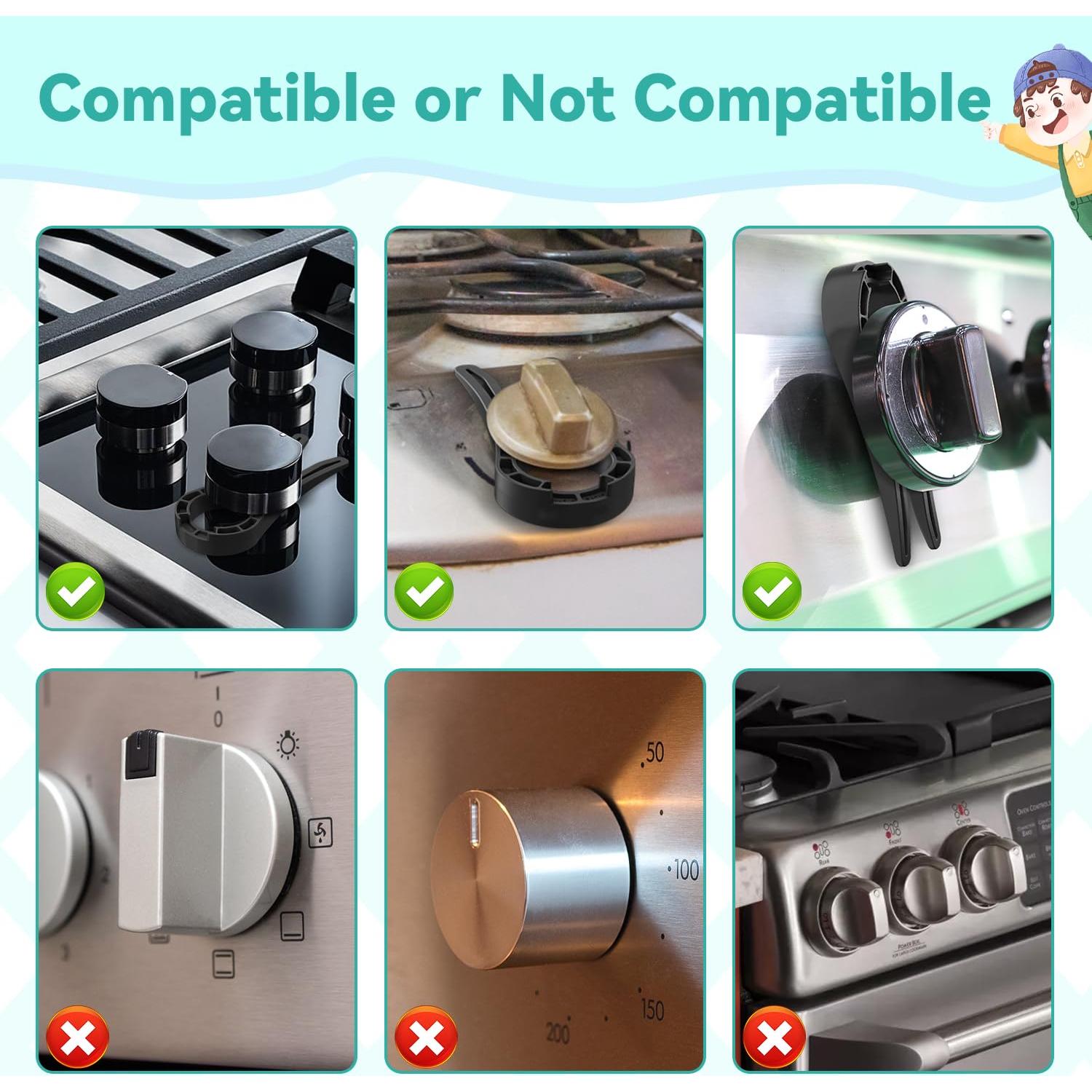 Bloqueos de Perillas de Estufa de Gas STOVE STOPPAZ - 5 Piezas Negro