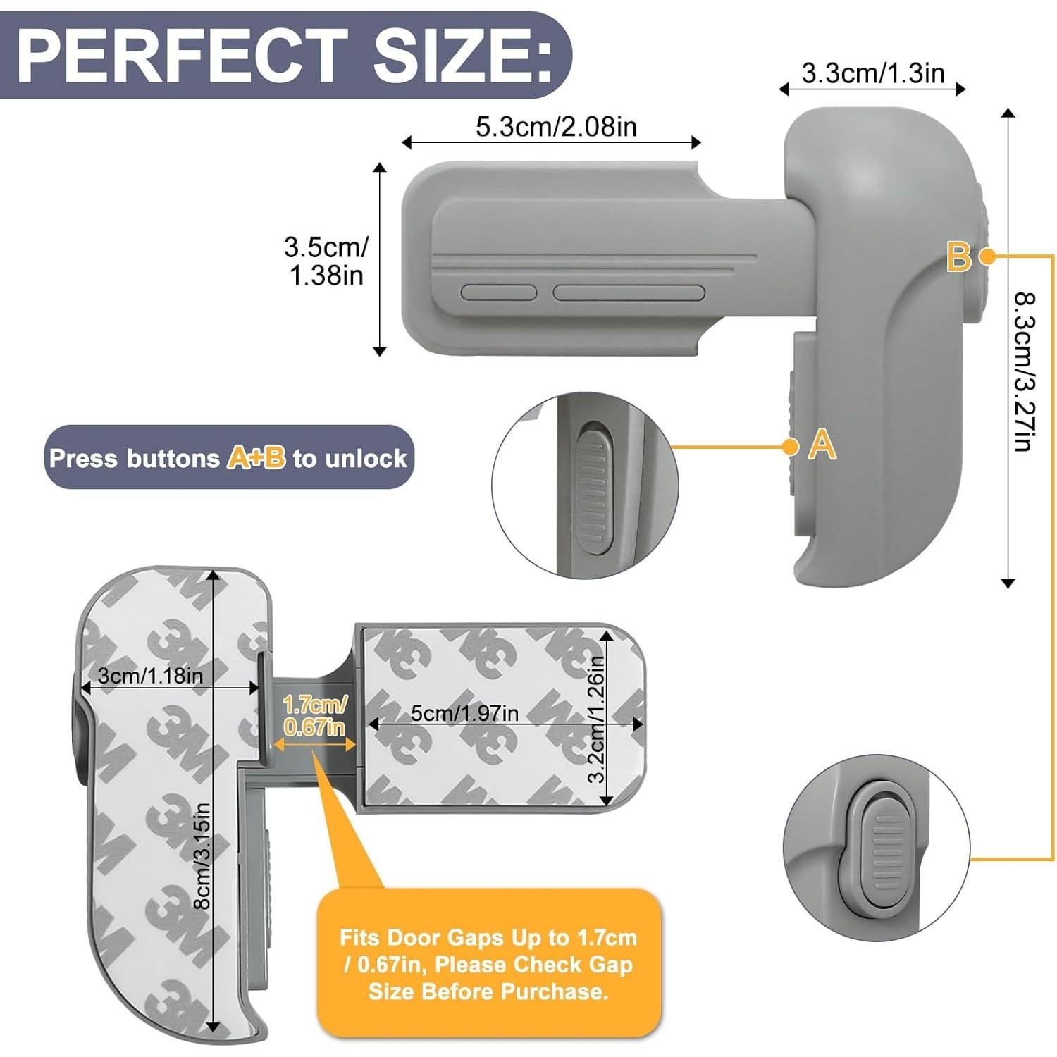 Cerradura de Nevera Uhimooi para Niños Gris - Seguridad Doble