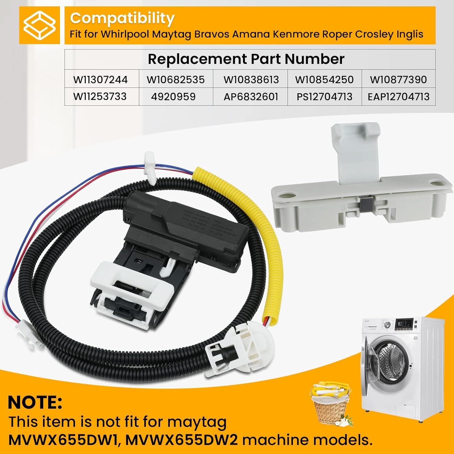 Conjunto Pestillo de Tapa Lavadora Soobool W11307244 W10682535