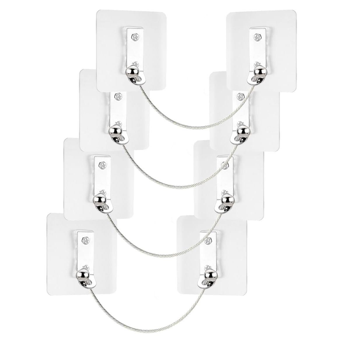 Anclajes de Muebles Autoadhesivos 4 Pares Sin Perforación 99.79kg