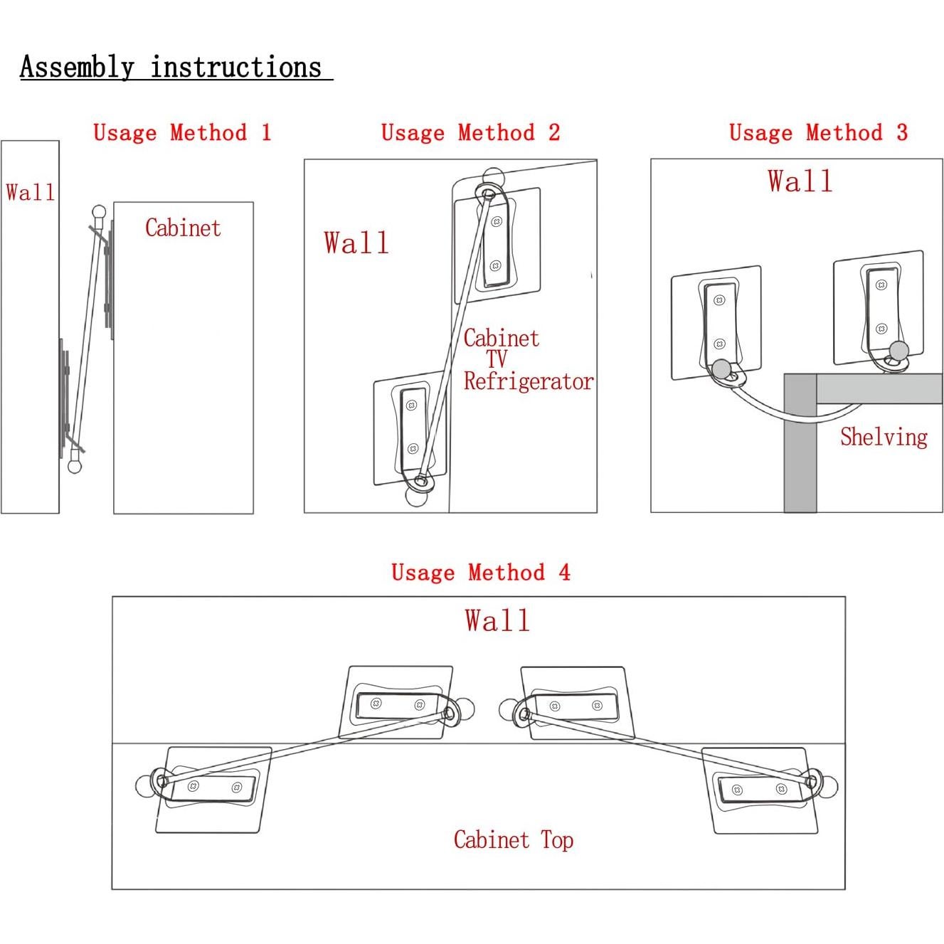 Anclajes de Muebles Autoadhesivos 4 Pares Sin Perforación 99.79kg