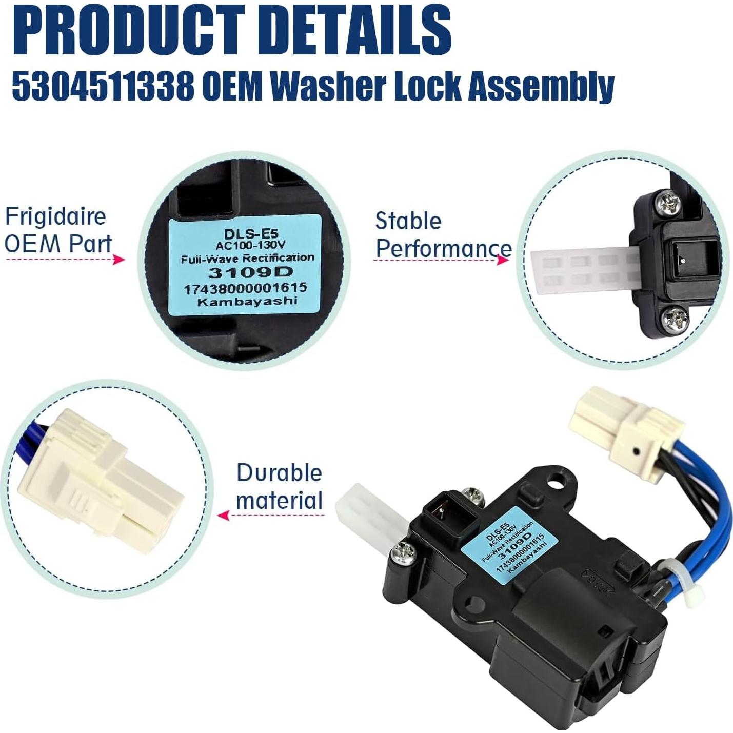 Cerradura de Puerta con Interruptor Lavadora Frigidaire 5304511338