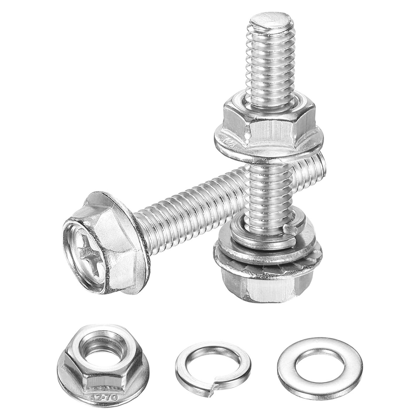 Tornillos Hexagonales M6 x 30mm uxcell Acero Inoxidable 10Pcs