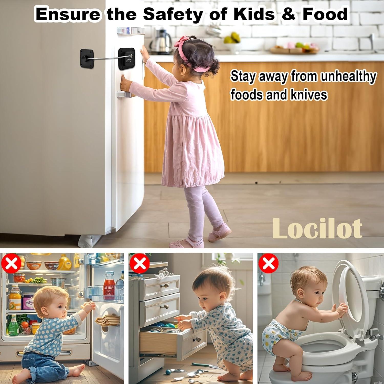 Paquete de 3 Cerraduras de Refrigerador Locilot para Niños