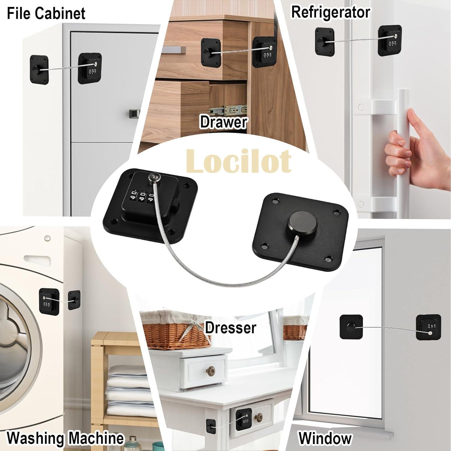 Paquete de 3 Cerraduras de Refrigerador Locilot para Niños