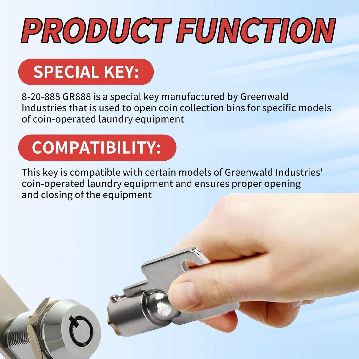 Juego de 2 Llaves de Lavandería Moneda GR888 - Reemplazo