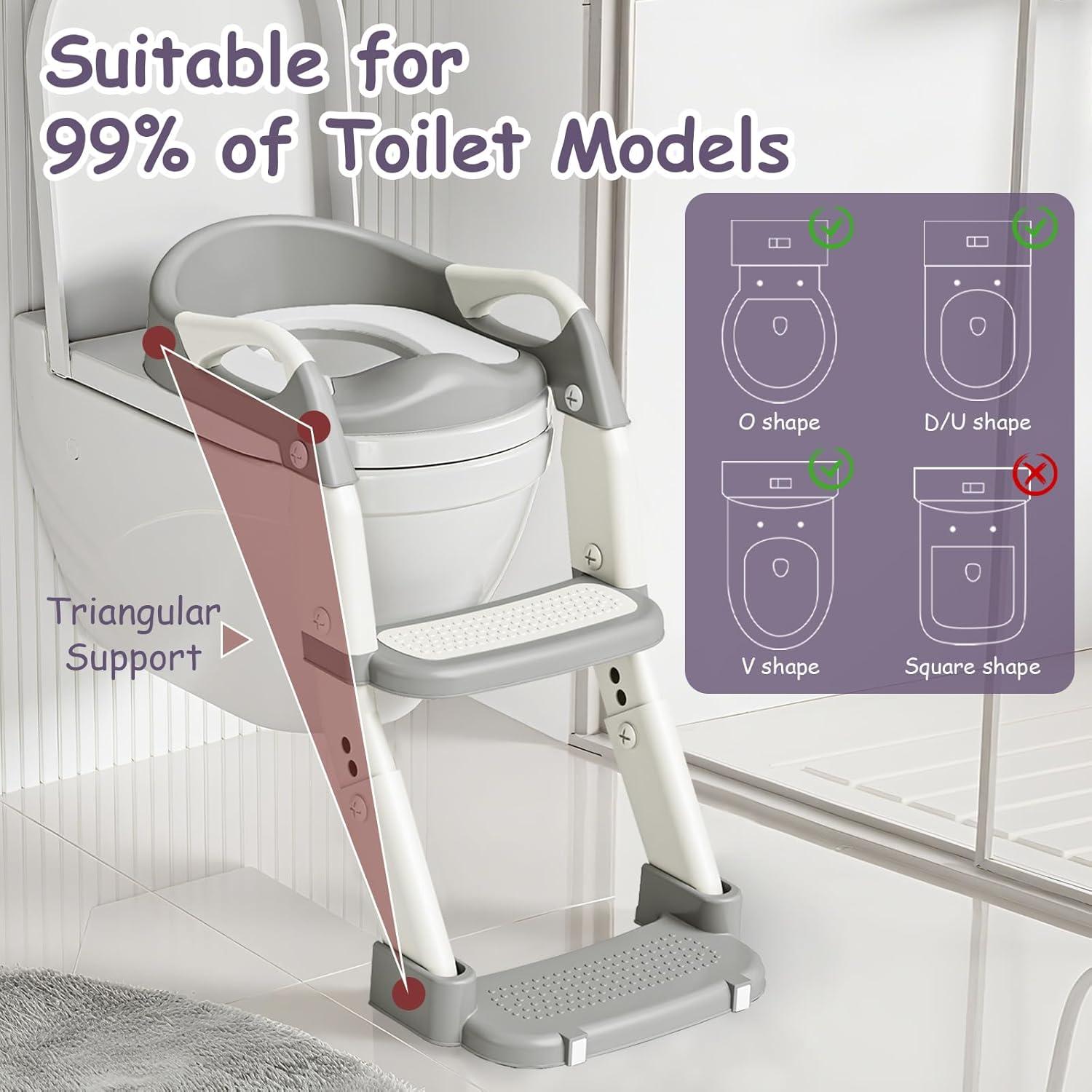 Asiento de Entrenamiento para Baño 3 en 1 Kimitimi Gris