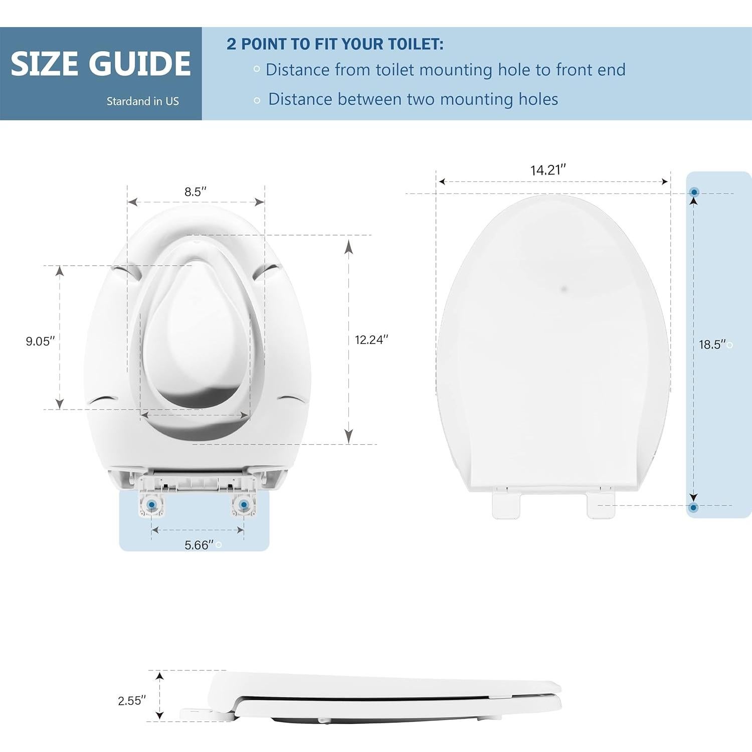 Asiento de Inodoro Alargado JINGZE Blanco con Cierre Suave