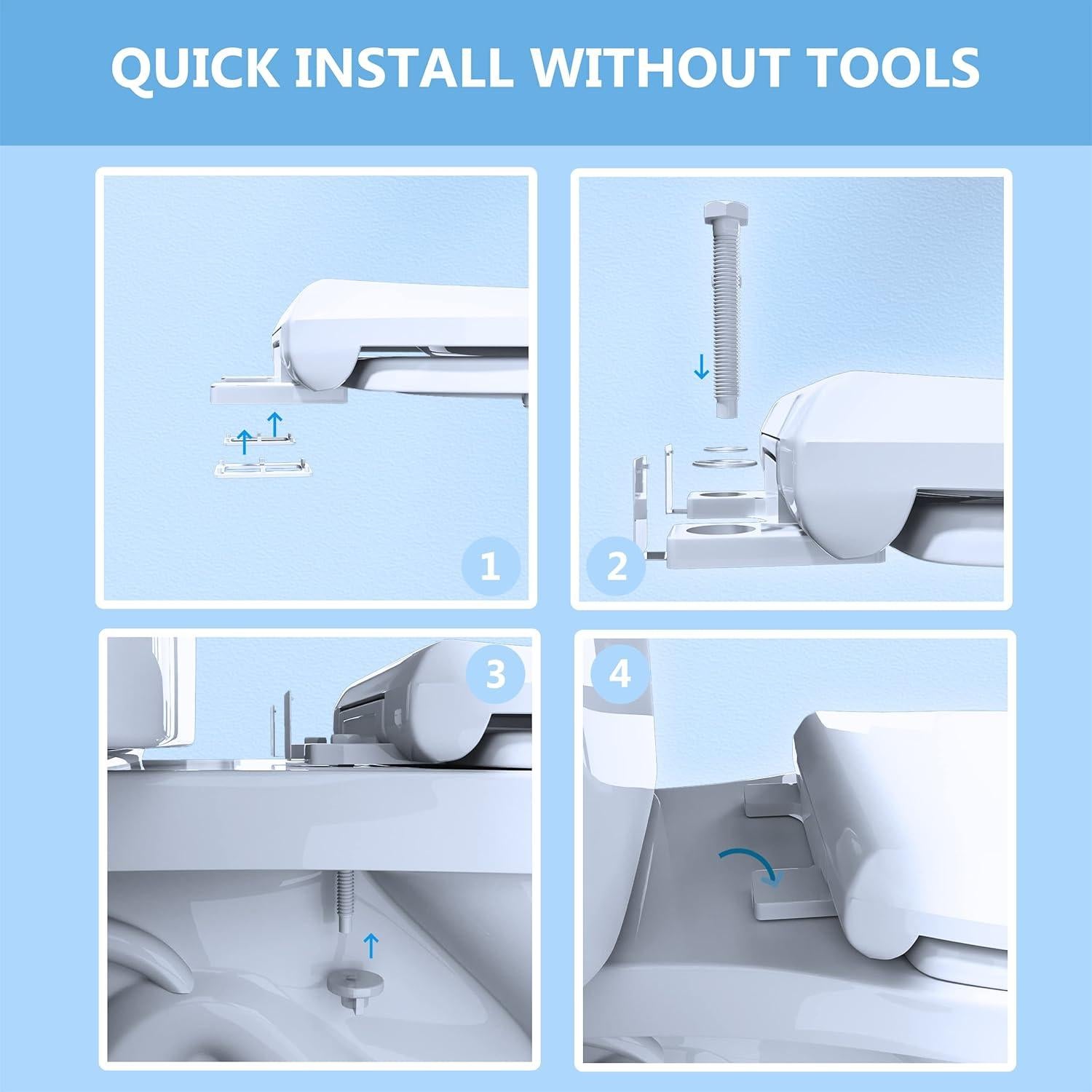 Asiento de Inodoro Alargado JINGZE Blanco con Cierre Suave