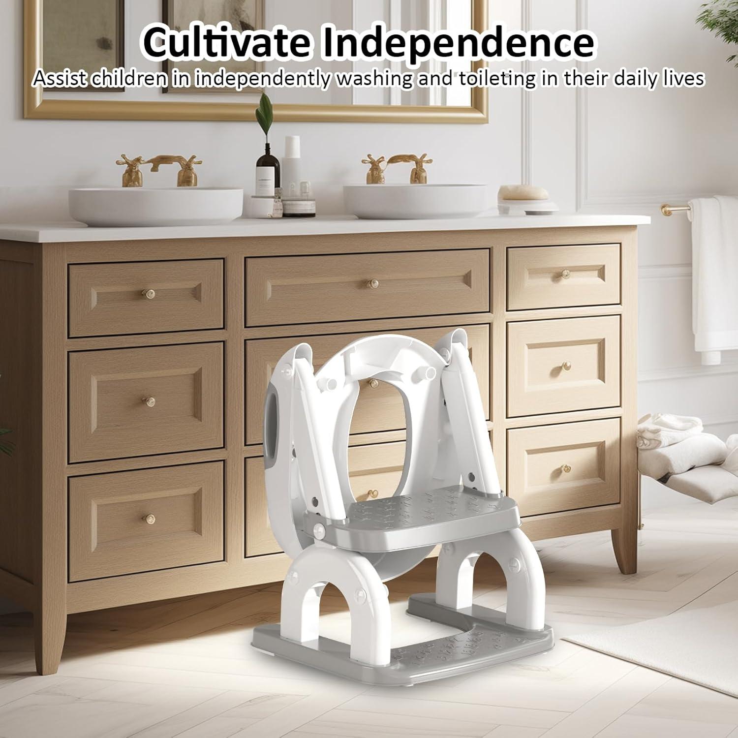 Asiento de Entrenamiento para Baño DEEKI 2 en 1 Gris