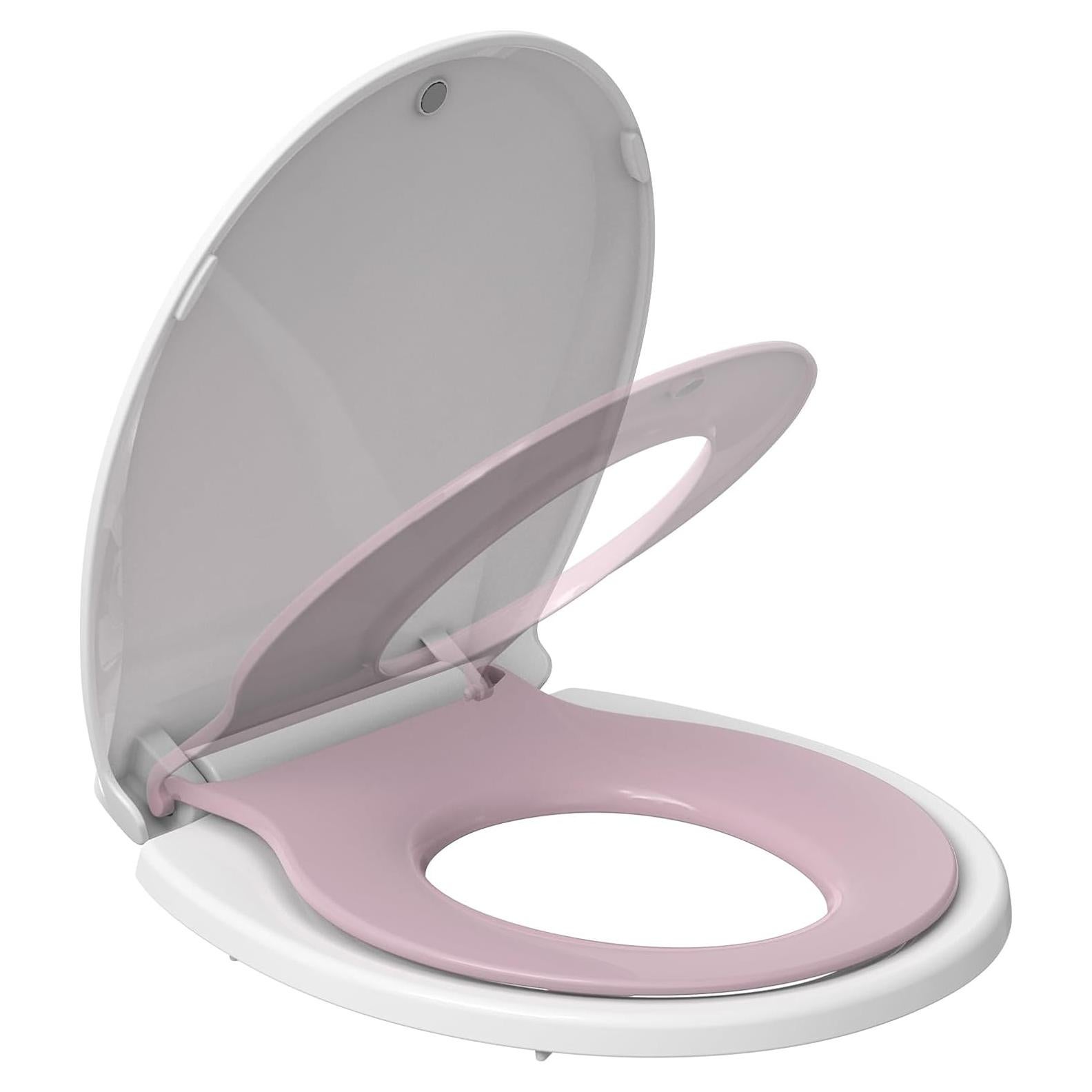 Asiento de Inodoro Redondo EcoExplorer 43.18 cm Rosa con Asiento Infantil