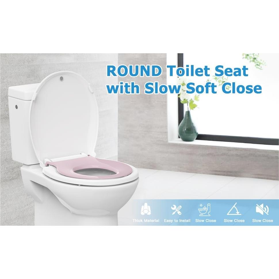 Asiento de Inodoro Redondo EcoExplorer 43.18 cm Rosa con Asiento Infantil