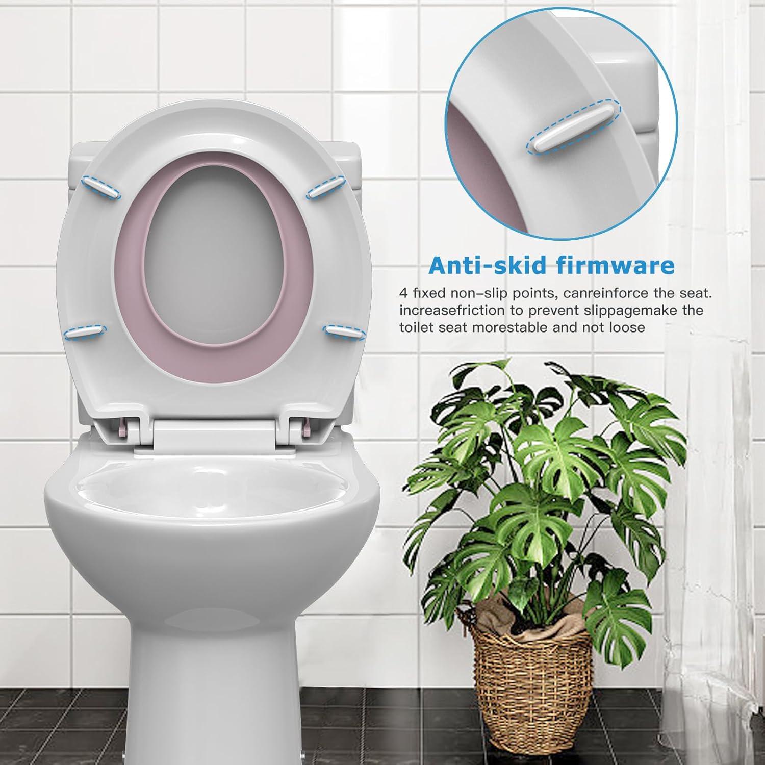 Asiento de Inodoro Redondo EcoExplorer 43.18 cm Rosa con Asiento Infantil