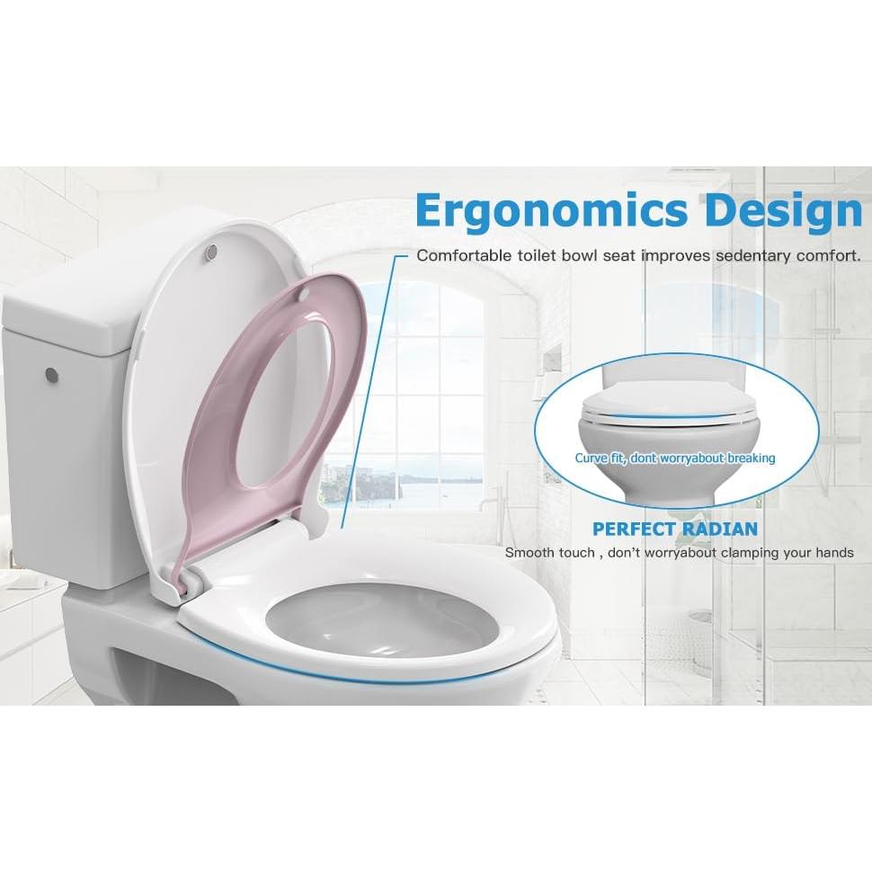 Asiento de Inodoro Redondo EcoExplorer 43.18 cm Rosa con Asiento Infantil