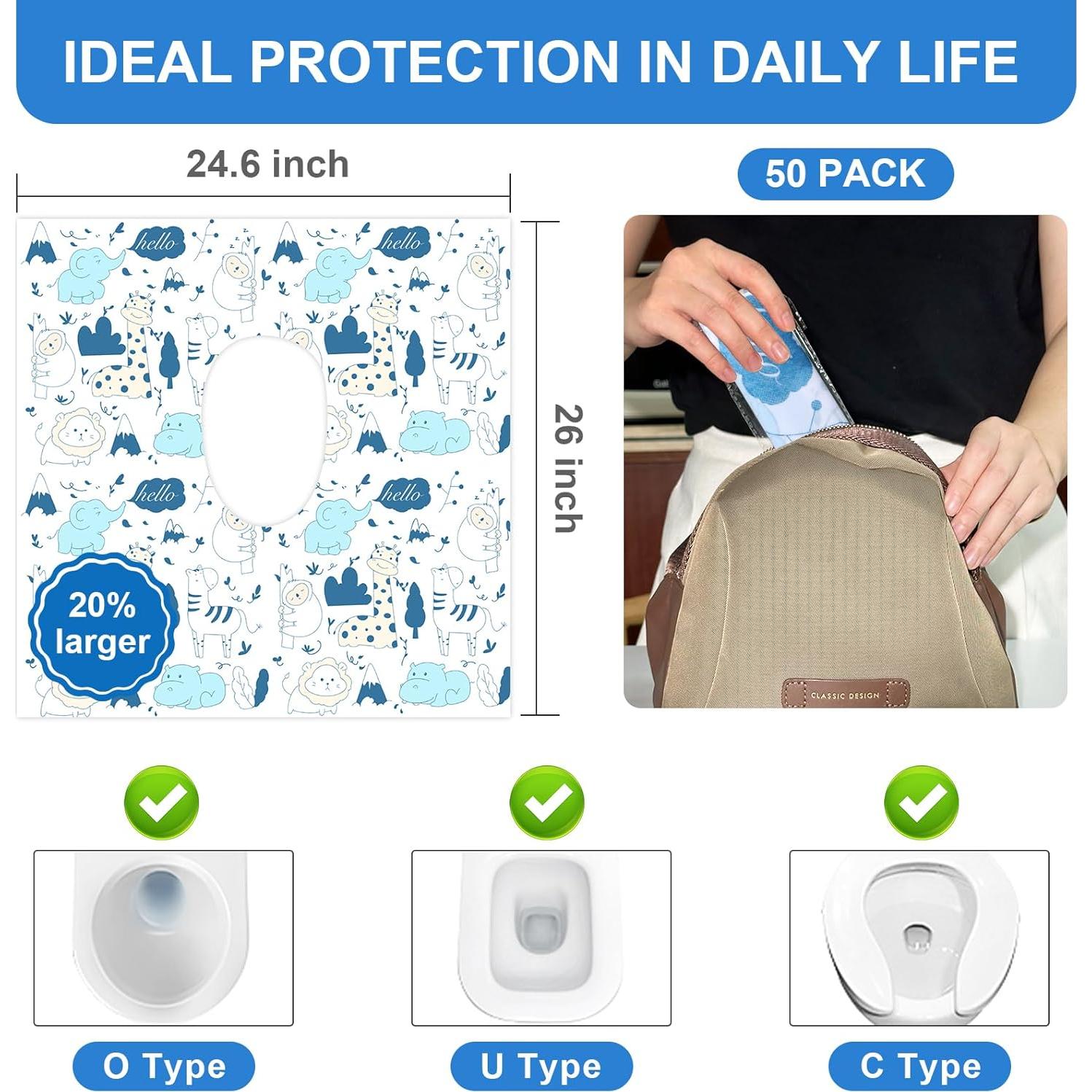 50 Cubiertas de Asiento de Inodoro Desechables Peyazoco - Extra Grandes