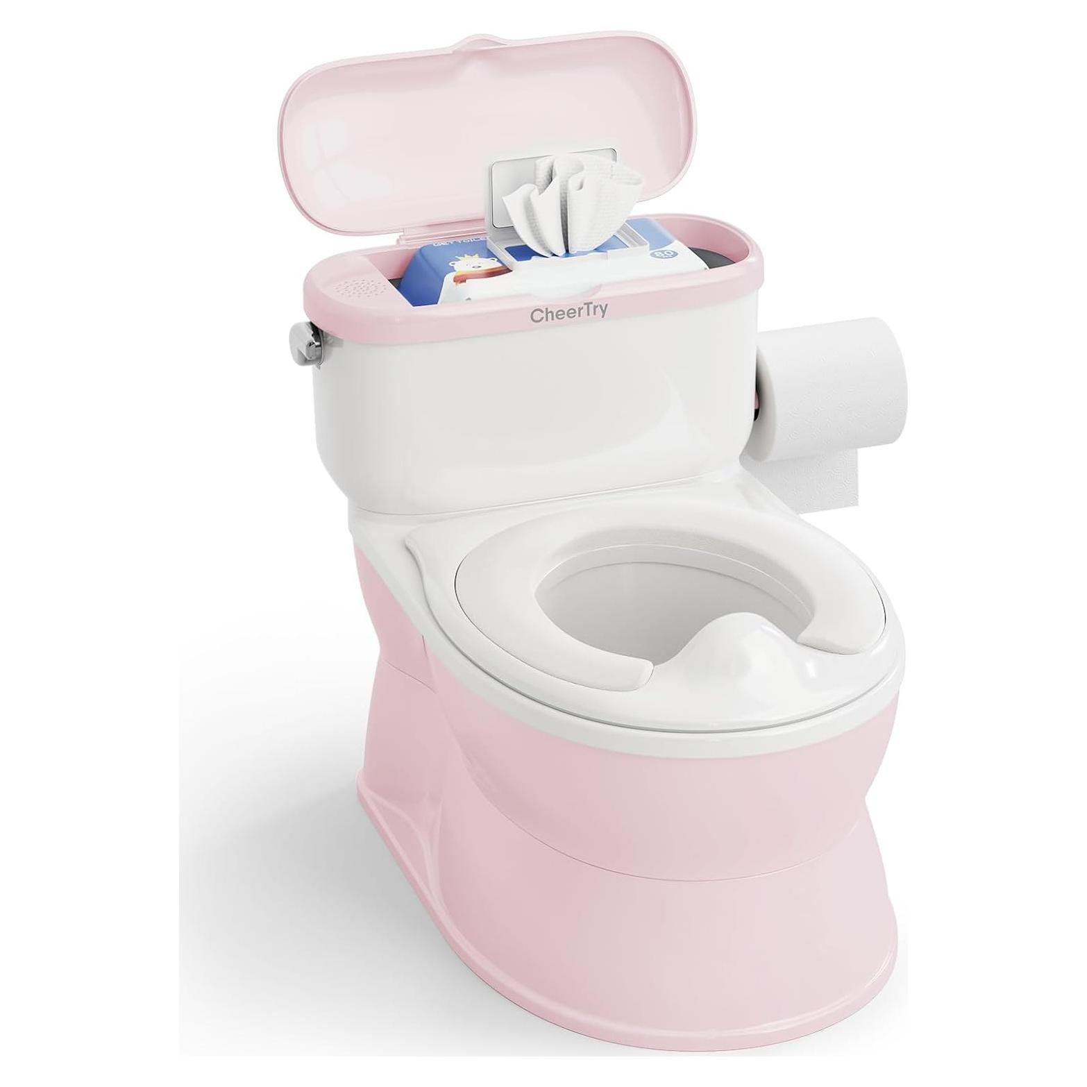 Inodoro de Entrenamiento CheerTry Rosa 2-en-1 con Sonido