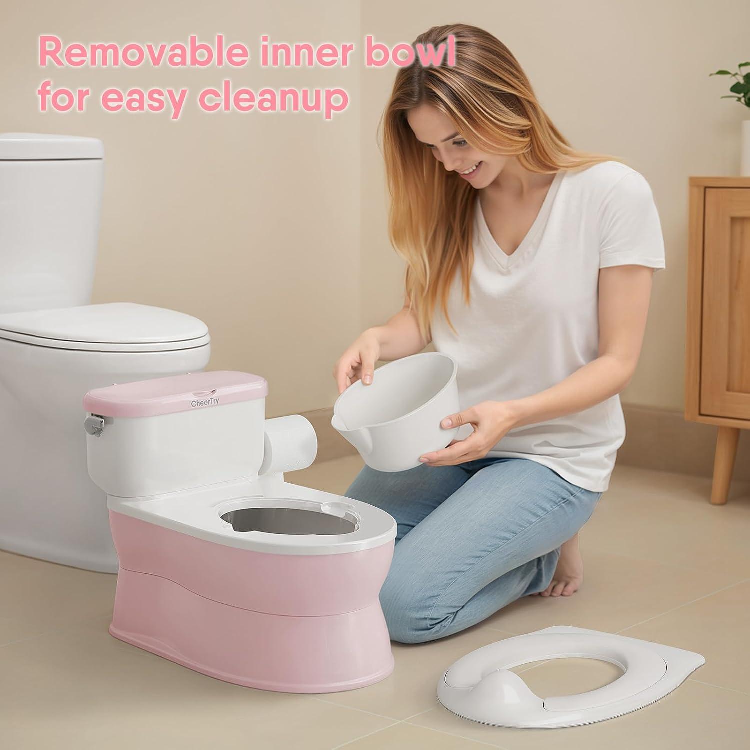 Inodoro de Entrenamiento CheerTry Rosa 2-en-1 con Sonido