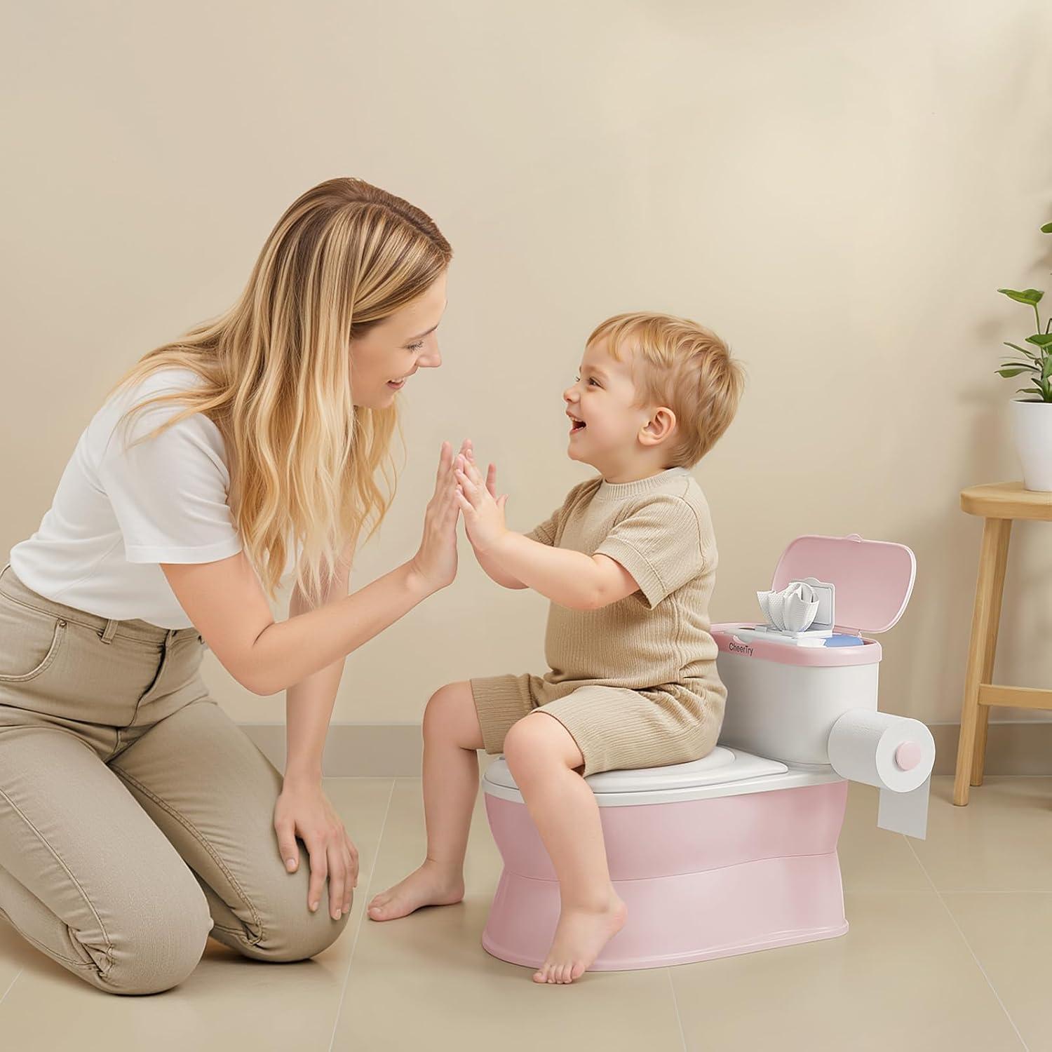Inodoro de Entrenamiento CheerTry Rosa 2-en-1 con Sonido