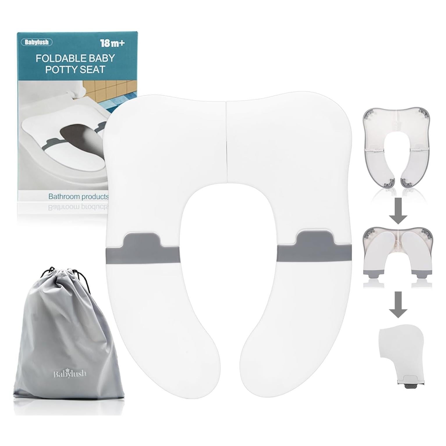 Asiento de Inodoro Portátil Babylush para Niños Pequeños - Gris