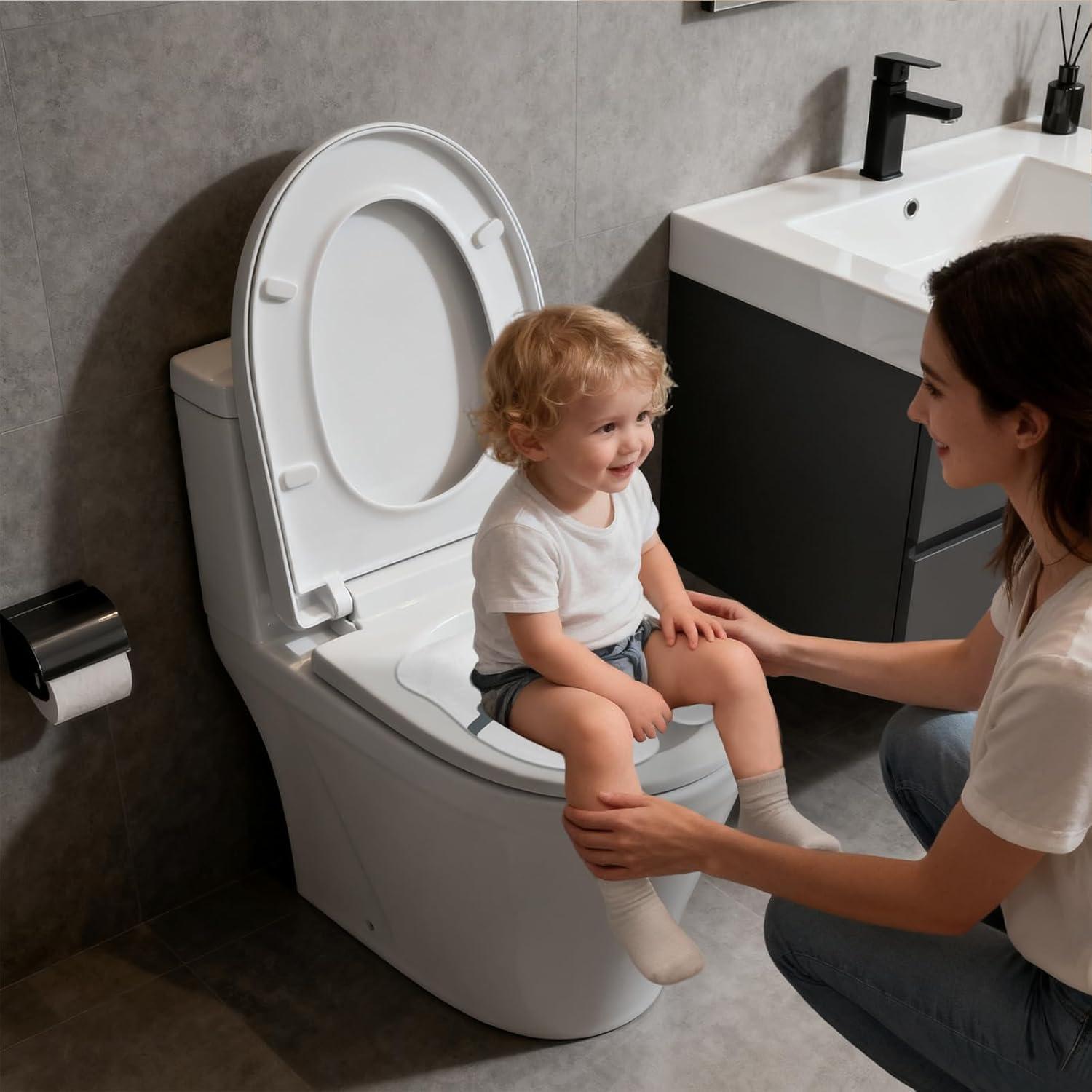 Asiento de Inodoro Portátil Babylush para Niños Pequeños - Gris