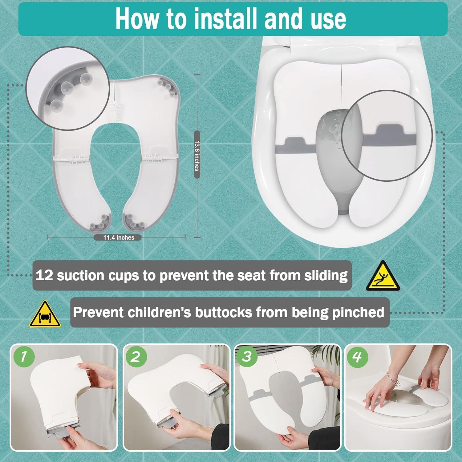 Asiento de Inodoro Portátil Babylush para Niños Pequeños - Gris