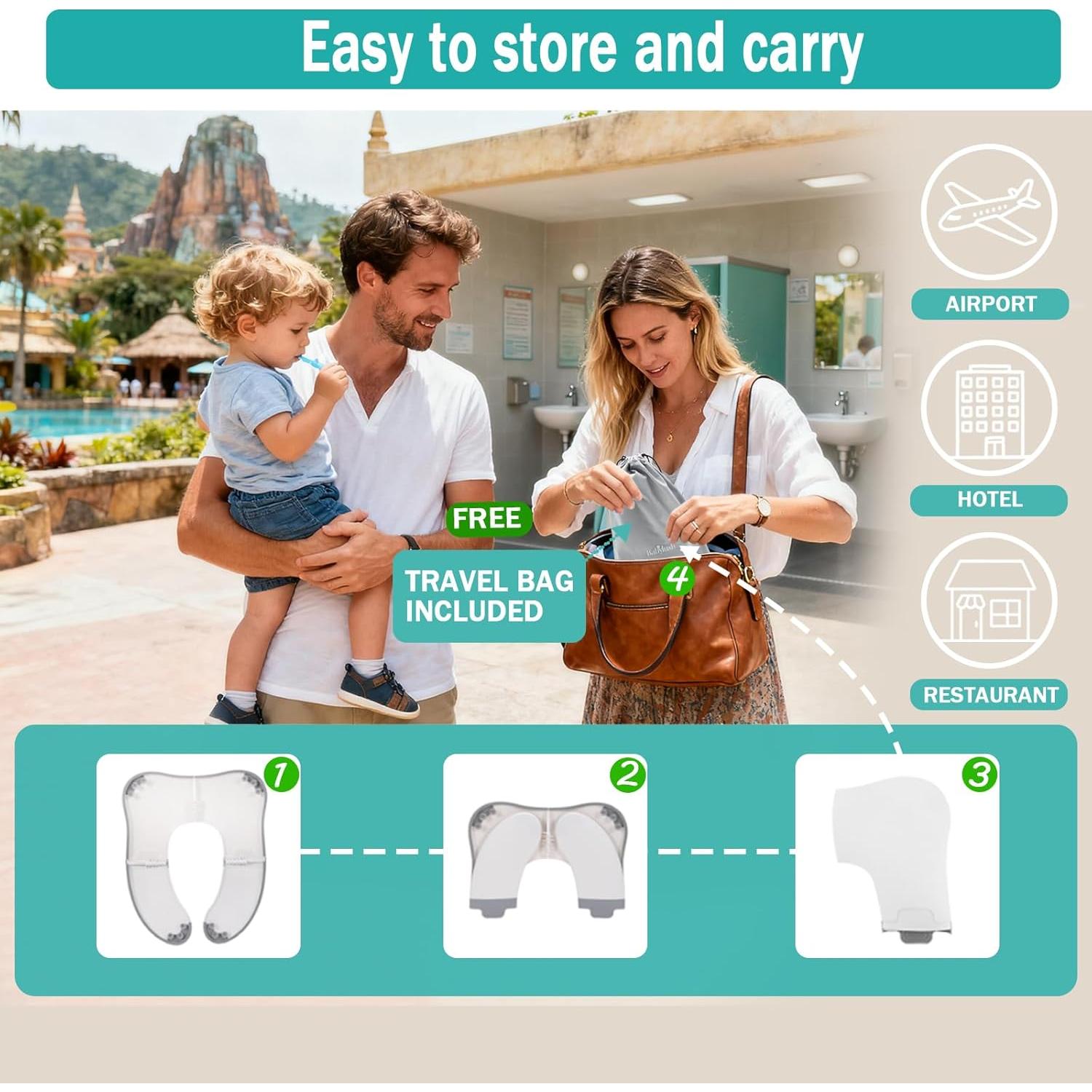 Asiento de Inodoro Portátil Babylush para Niños Pequeños - Gris