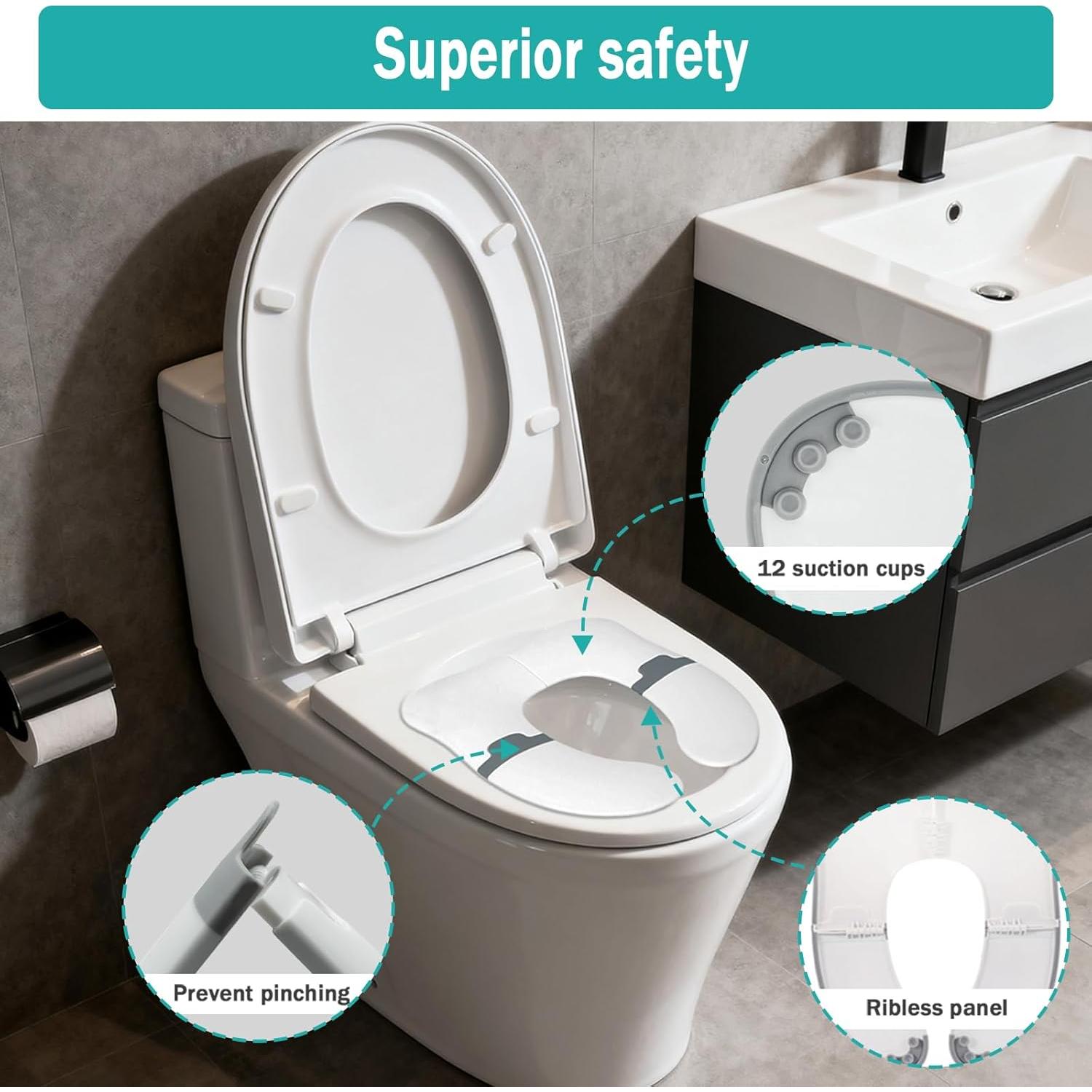 Asiento de Inodoro Portátil Babylush para Niños Pequeños - Gris