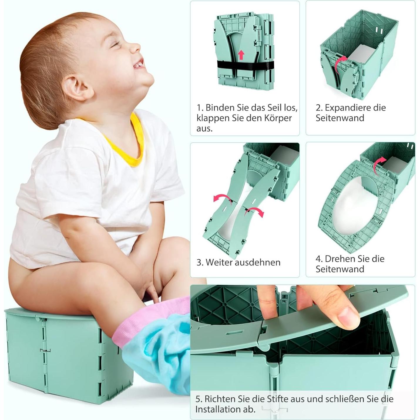 Orinal de Viaje Plegable para Niños Pequeños Verde - Portátil