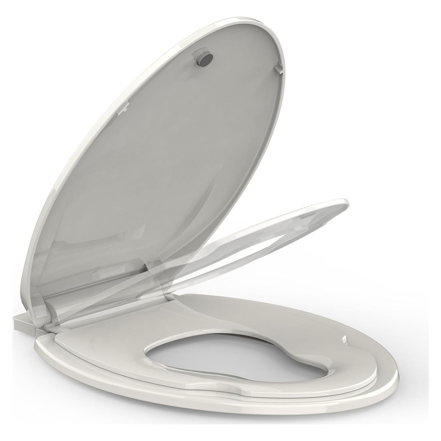 Asiento de Inodoro Alargado GAOMON con Asiento para Niños Color Galleta