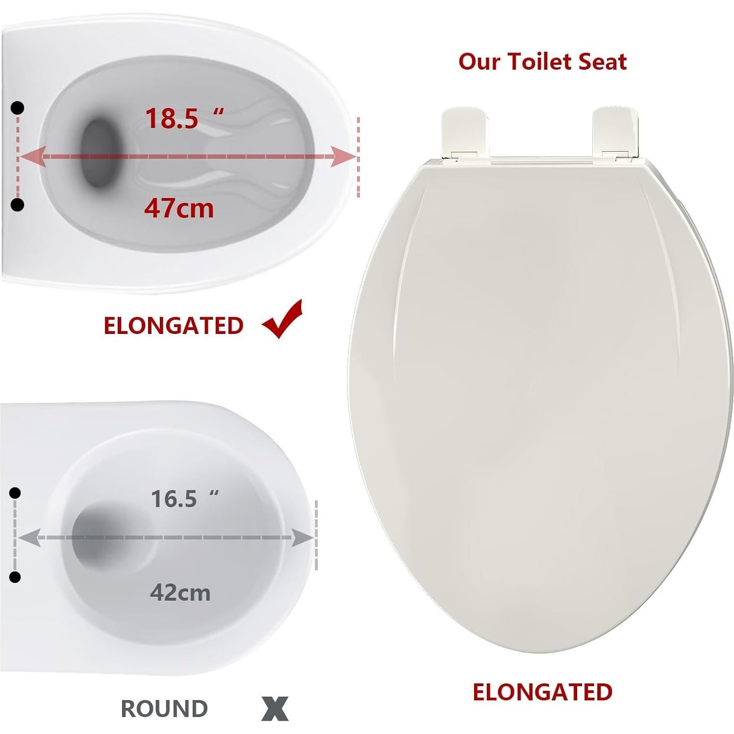 Asiento de Inodoro Alargado GAOMON con Asiento para Niños Color Galleta