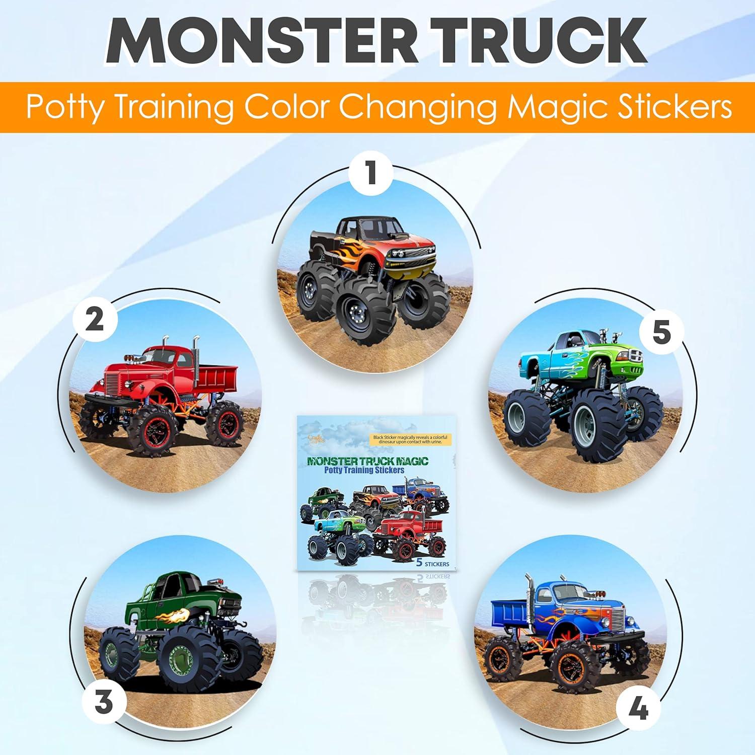 Sticker Mágico para Entrenamiento de Baño Camión de Monstruo - 5 Piezas