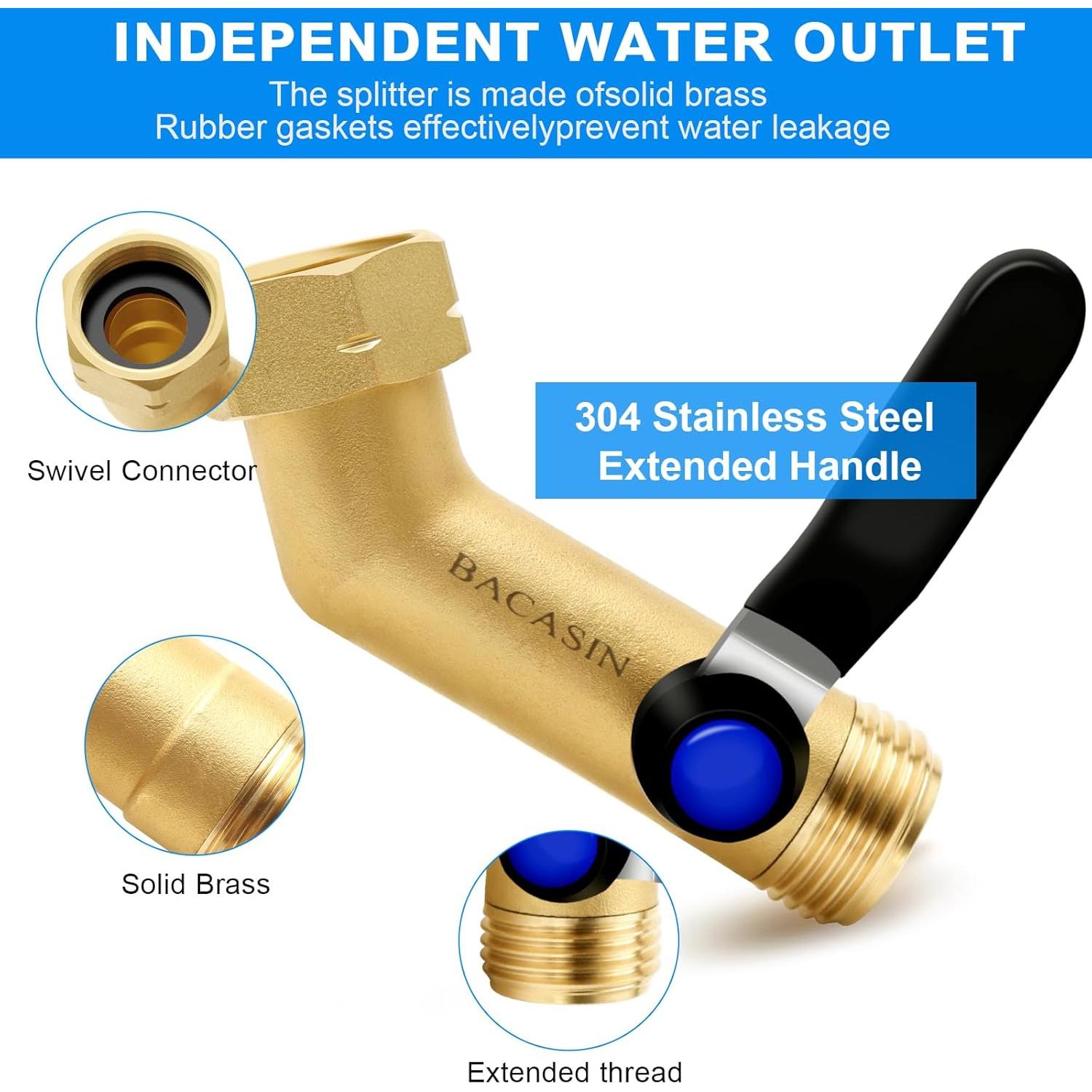 Válvula de Cierre de Jardín BACASIN 135° Latón Acero Inoxidable