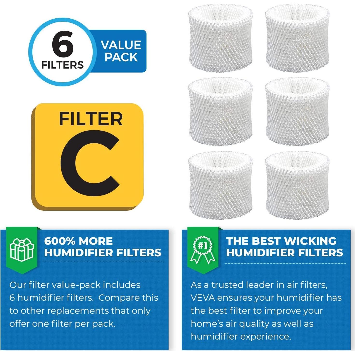 Filtros de Humidificador VEVA Premium - Paquete de 6 Reemplazos
